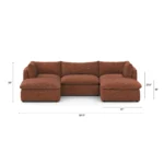 Leigh 121.5_ Modular 3-Seater U-Shaped Sectional - Napa Rust