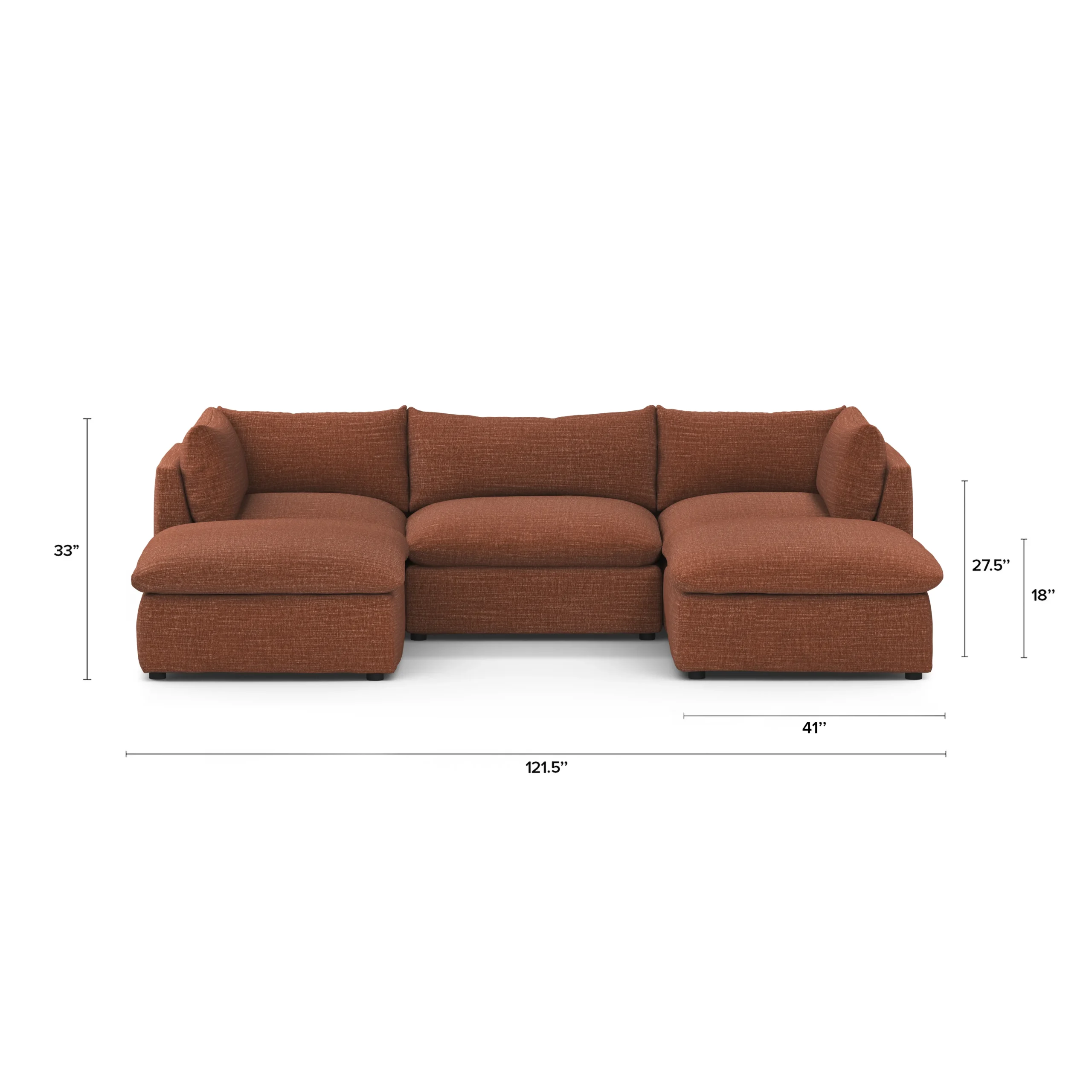 Leigh 121.5_ Modular 3-Seater U-Shaped Sectional - Napa Rust - Image 12