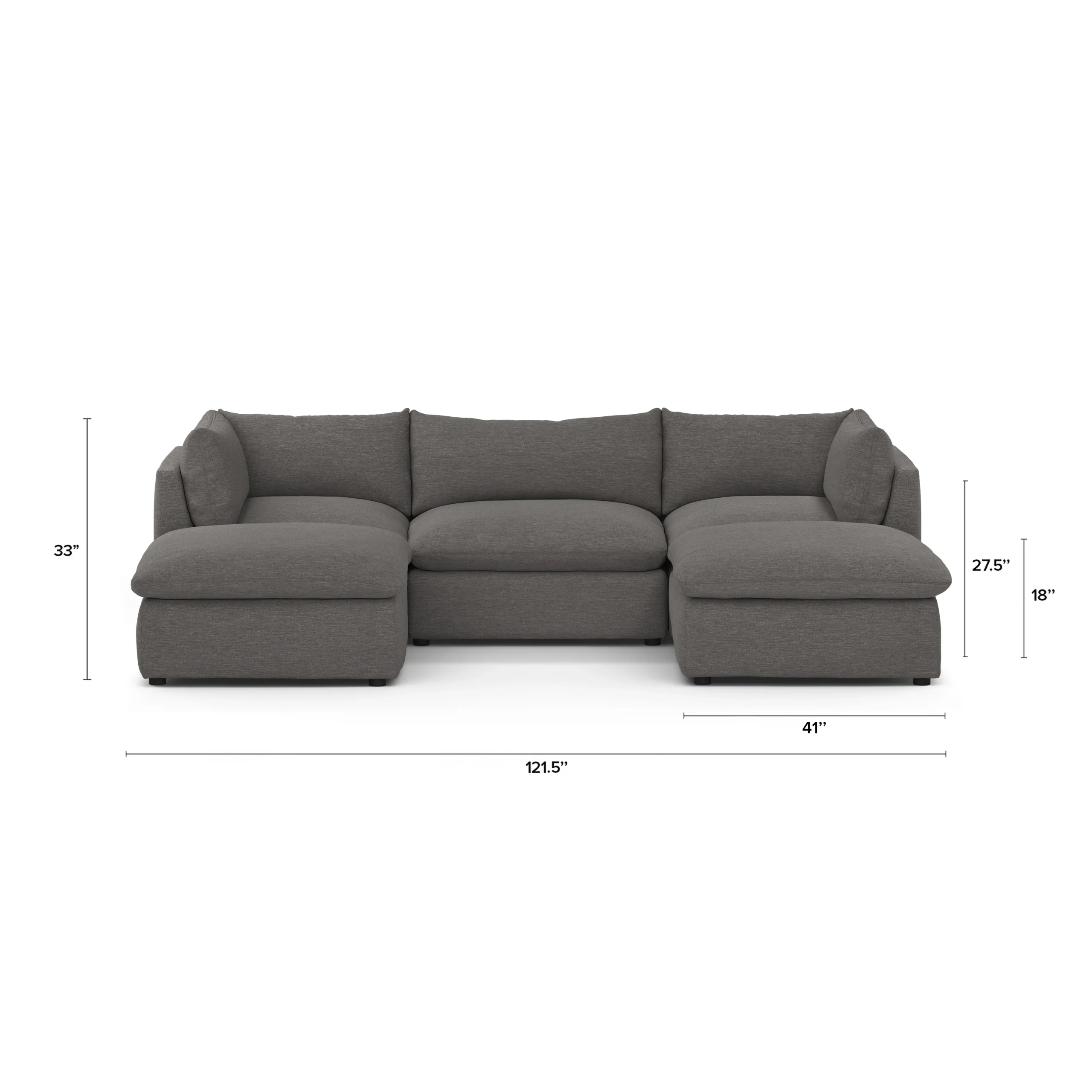 Leigh 121.5_ Modular 3-Seater U-Shaped Sectional - Silver Gray - Image 12