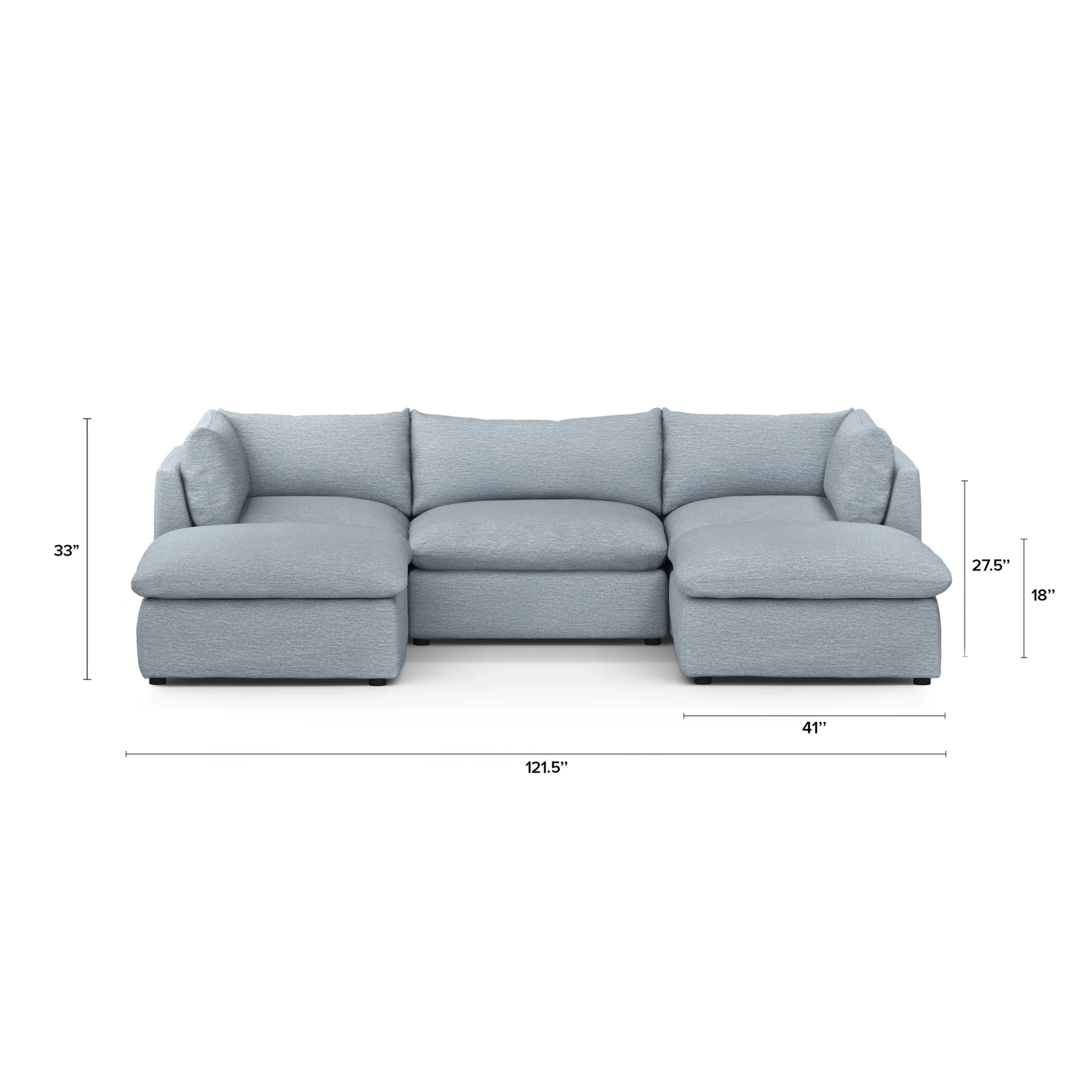 Leigh 121.5_ Modular 3-Seater U-Shaped Sectional - Silver Light Blue - Image 12