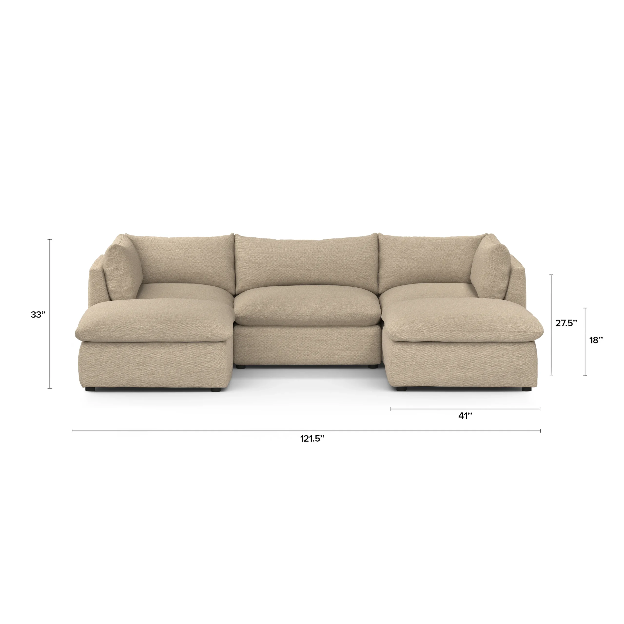 Leigh 121.5_ Modular 3-Seater U-Shaped Sectional - Silver Taupe - Image 12