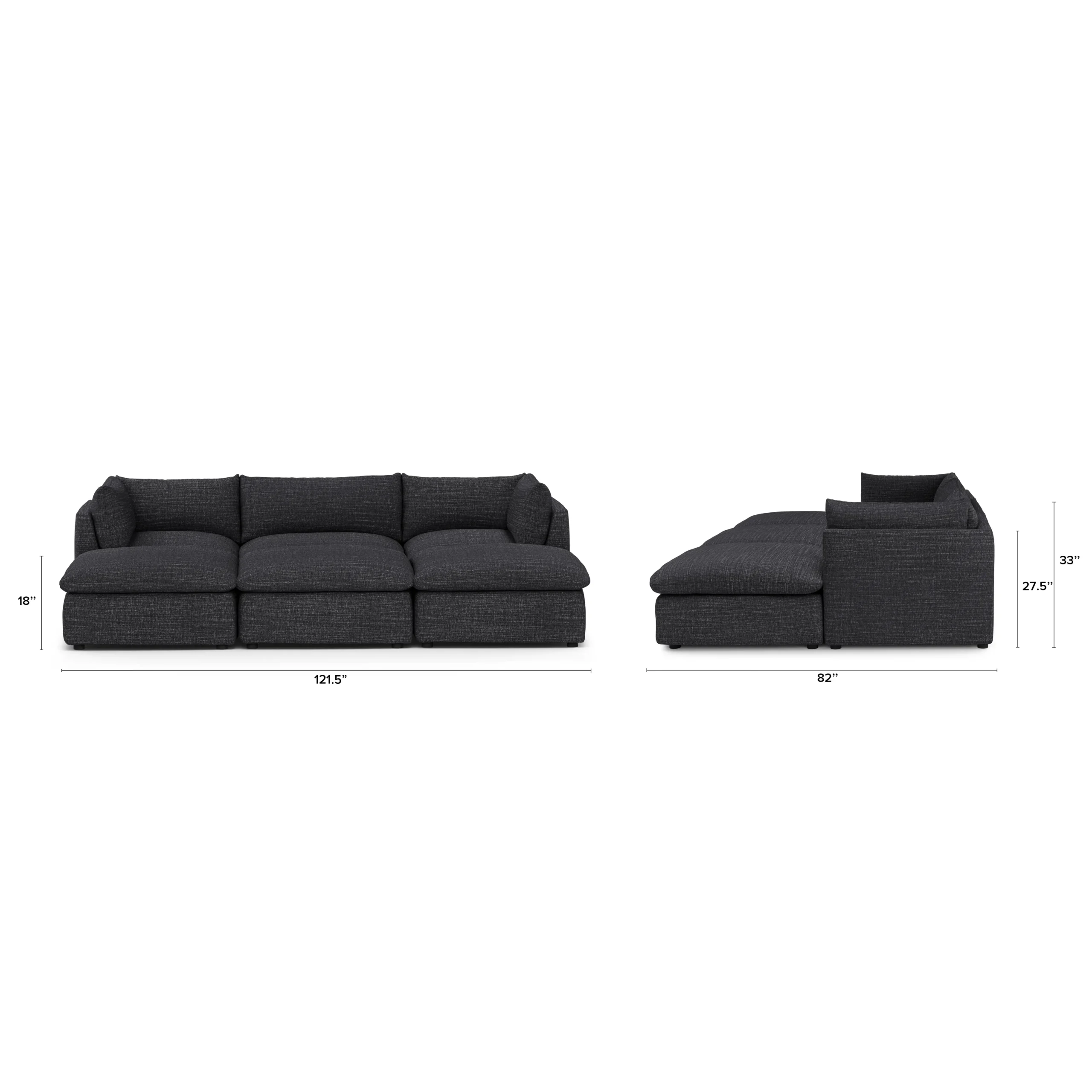 Leigh 121.5_ Modular Open Pit Sectional - Napa Charcoal - Image 12