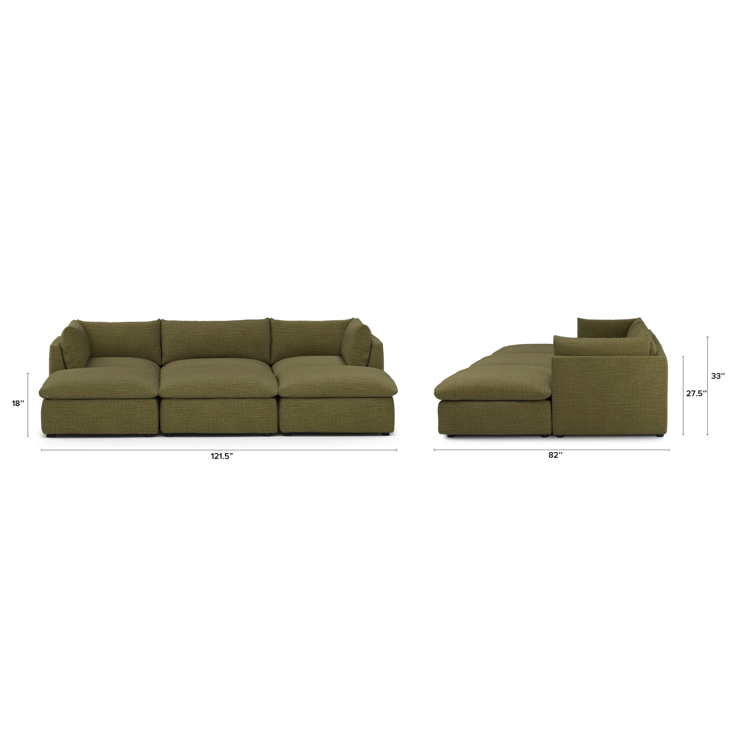 Leigh 121.5_ Modular Open Pit Sectional - Napa Moss - Image 12