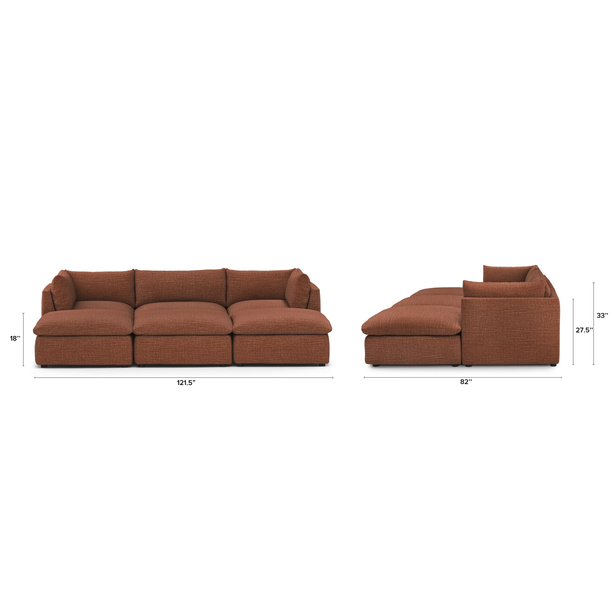 Leigh 121.5_ Modular Open Pit Sectional - Napa Rust - Image 12