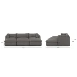 Leigh 121.5_ Modular Open Pit Sectional - Silver Gray