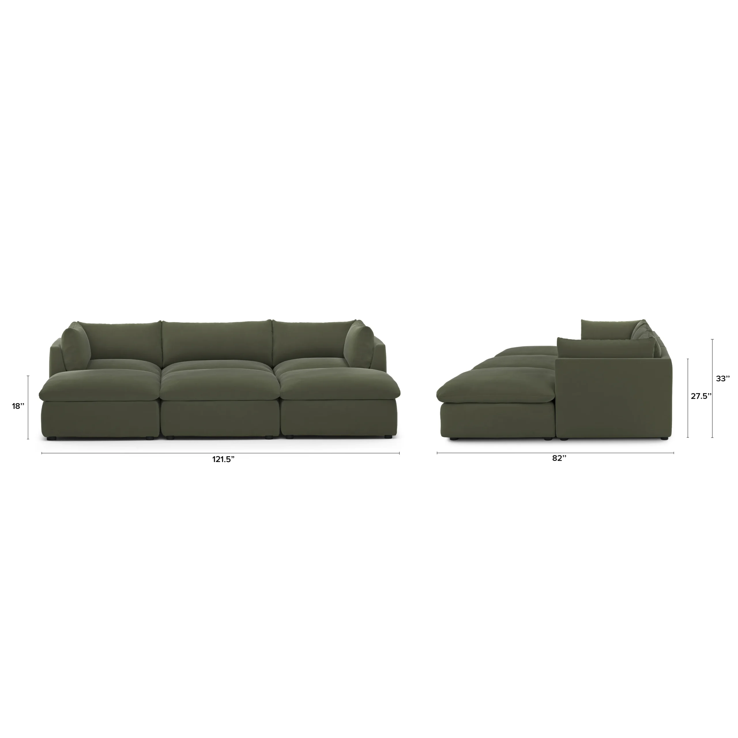 Leigh 121.5_ Velvet Modular Open Pit Sectional - Hale Fir Green - Image 12