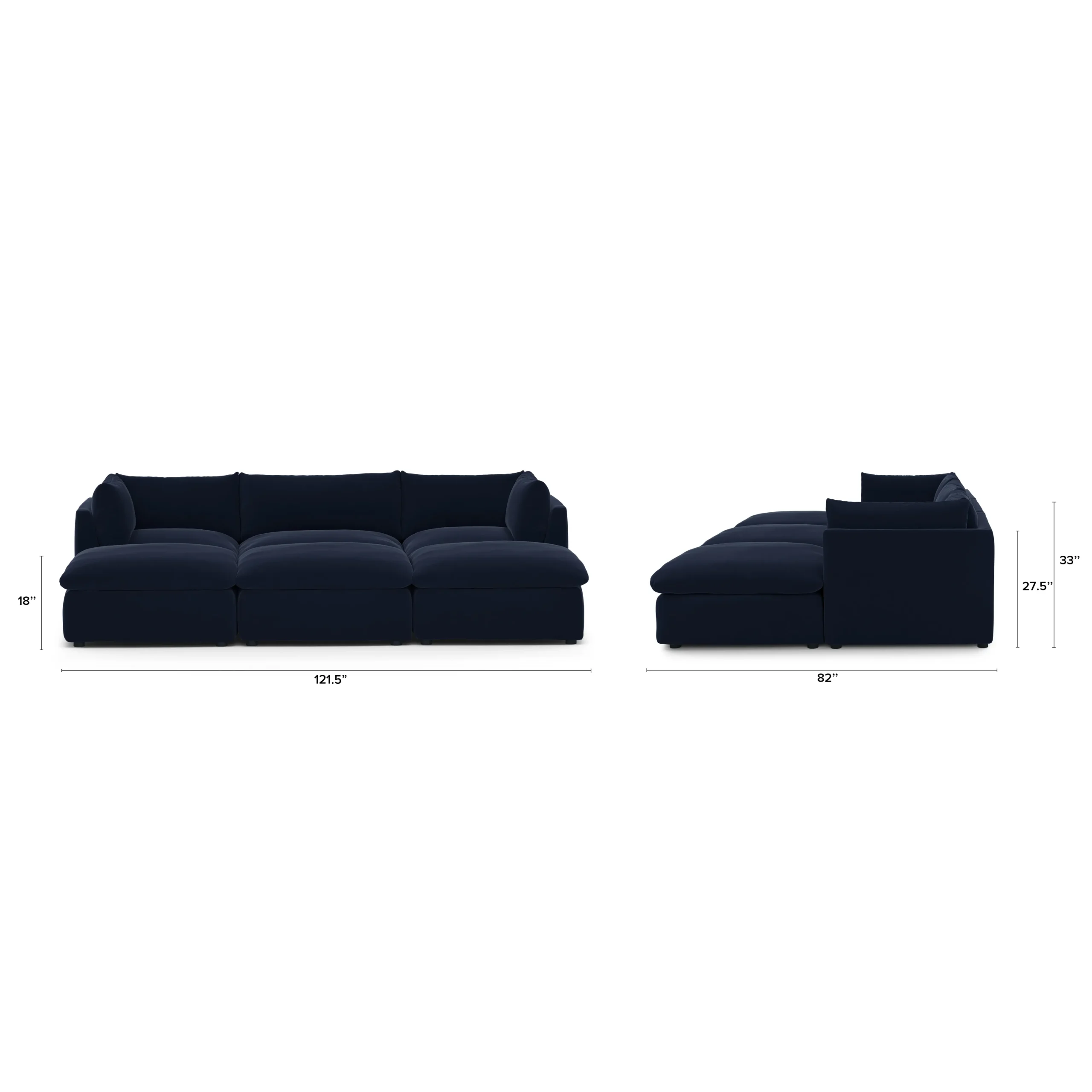 Leigh 121.5_ Velvet Modular Open Pit Sectional - Hale Ink - Image 12