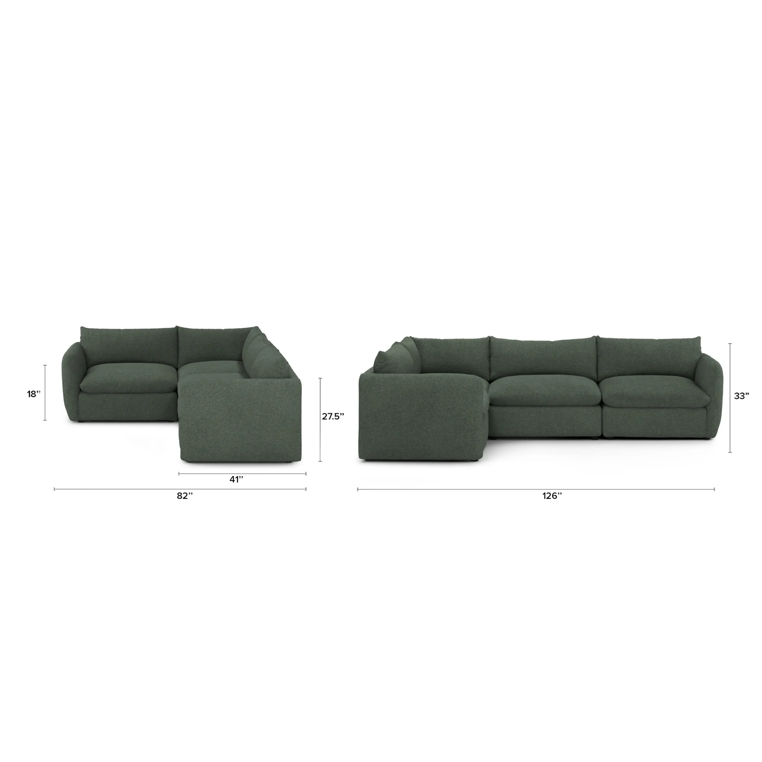 Leigh 126_ Modular L Sectional - Green Wool Bouclé - Image 12