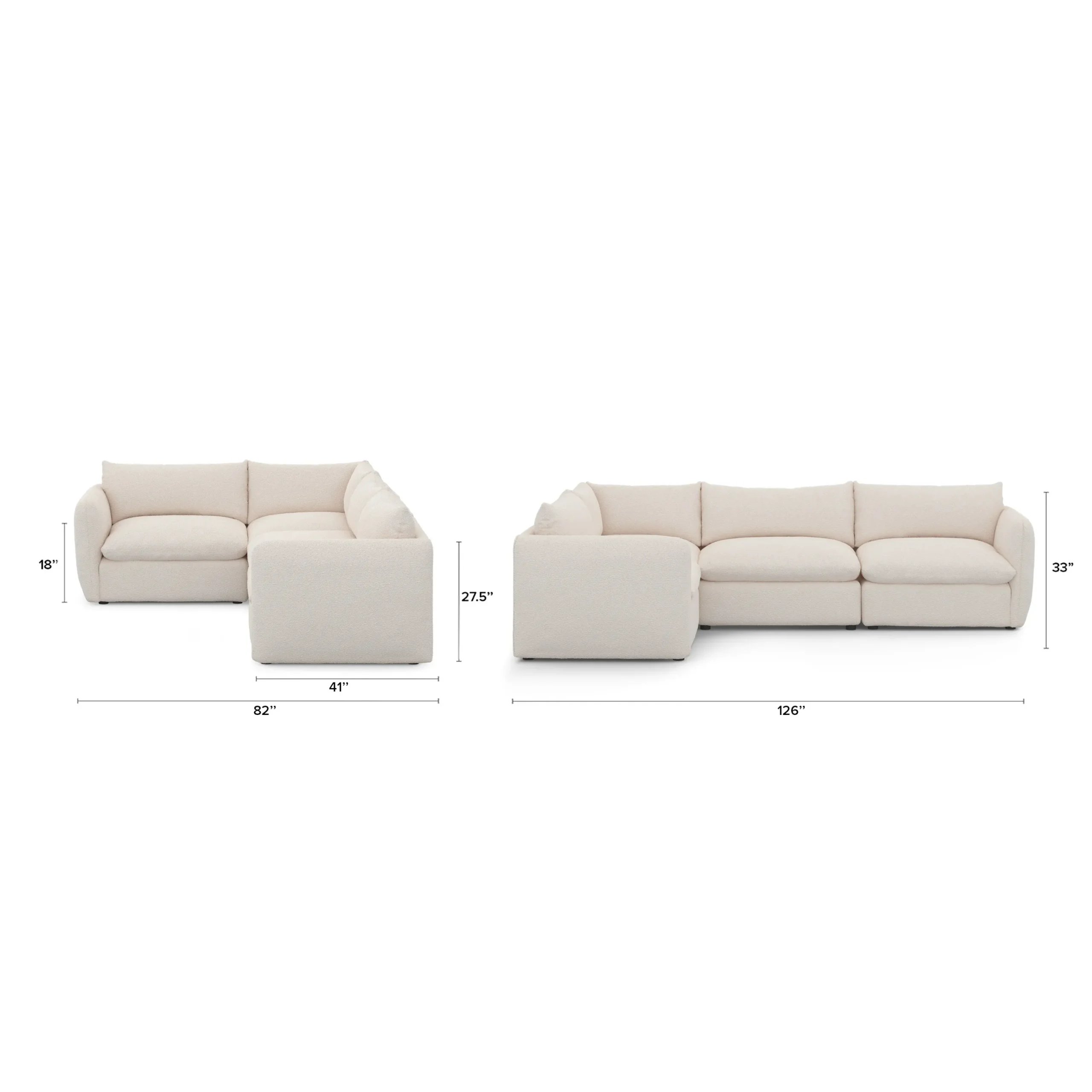 Leigh 126_ Modular L Sectional - Ivory Wool Bouclé - Image 12