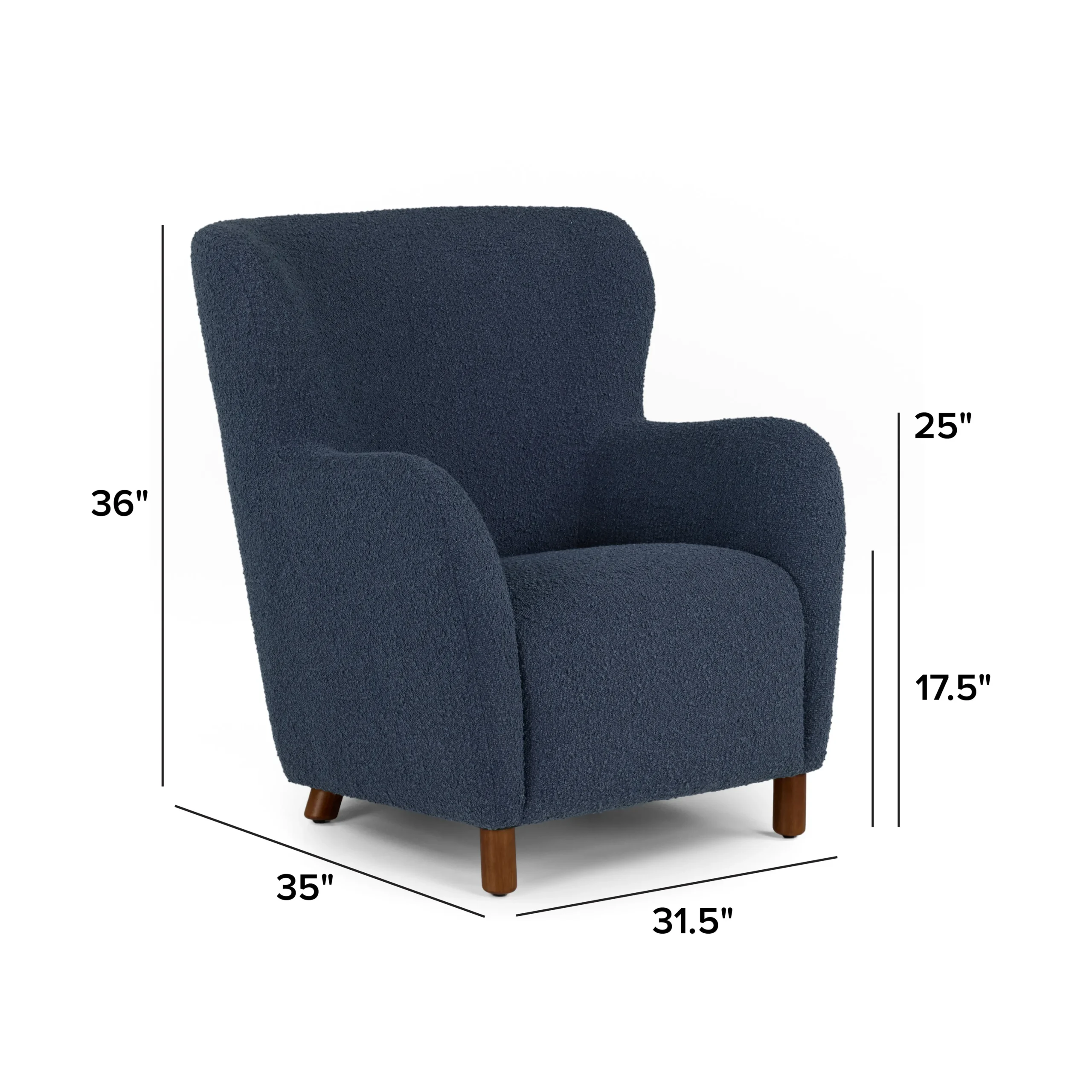 Archie 31.5_ Lounge Chair - Bijou Blue Bouclé - Image 2