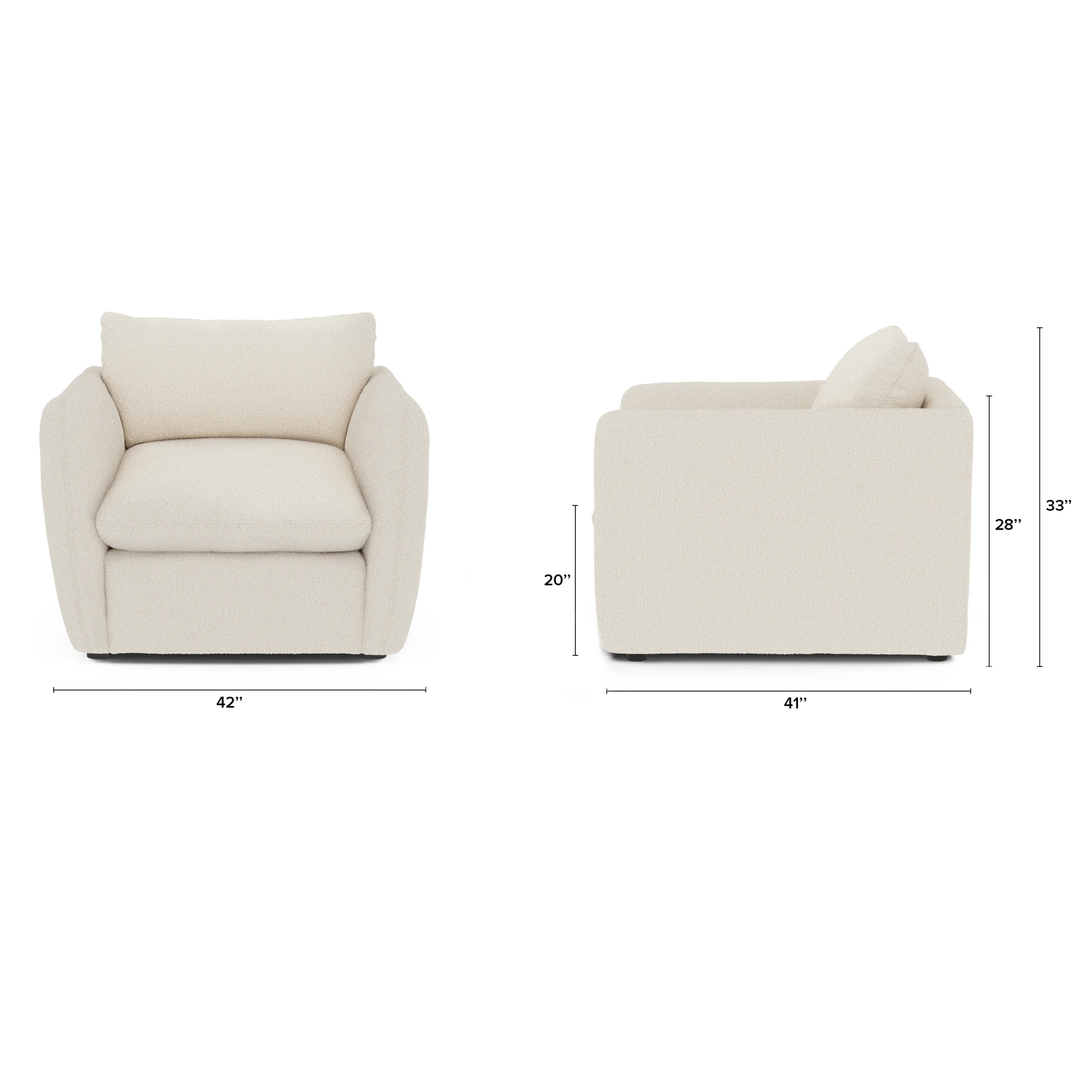 Leigh 42_ Lounge Chair - Ivory Wool Bouclé - Image 2