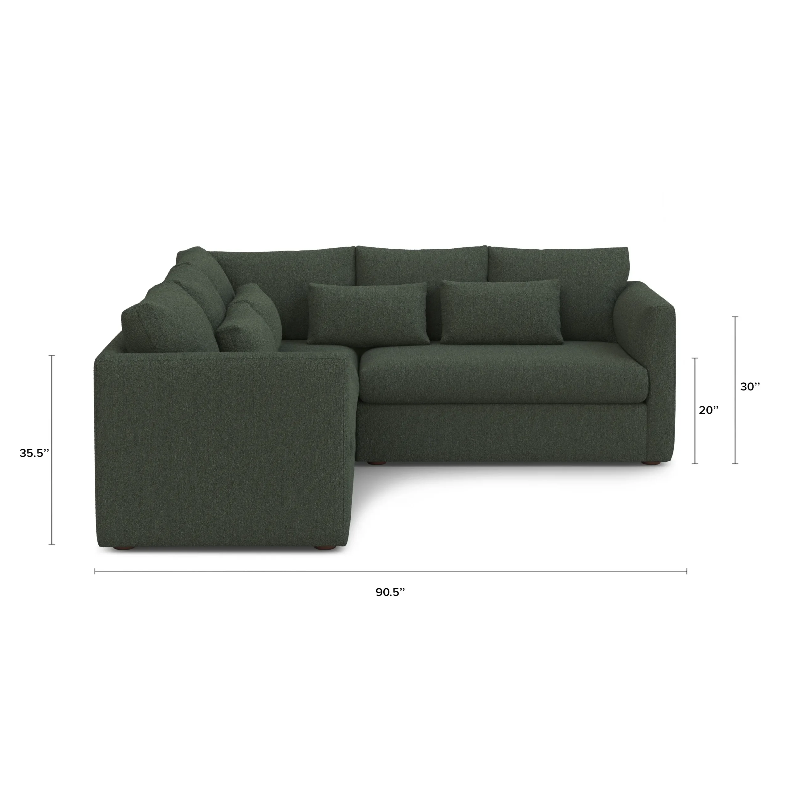 Marina 92_ Corner Sectional - Green Wool Bouclé - Image 12