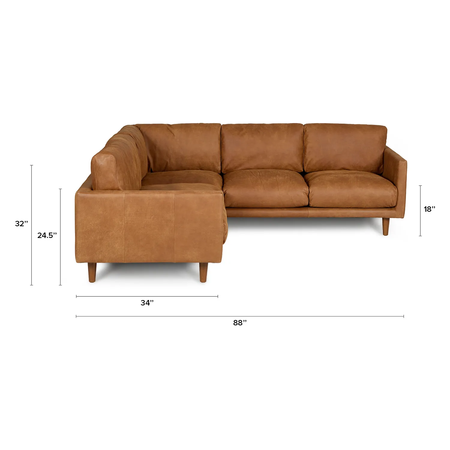 Nirvana 88_ Leather Corner Sectional - Dakota Tan - Image 12