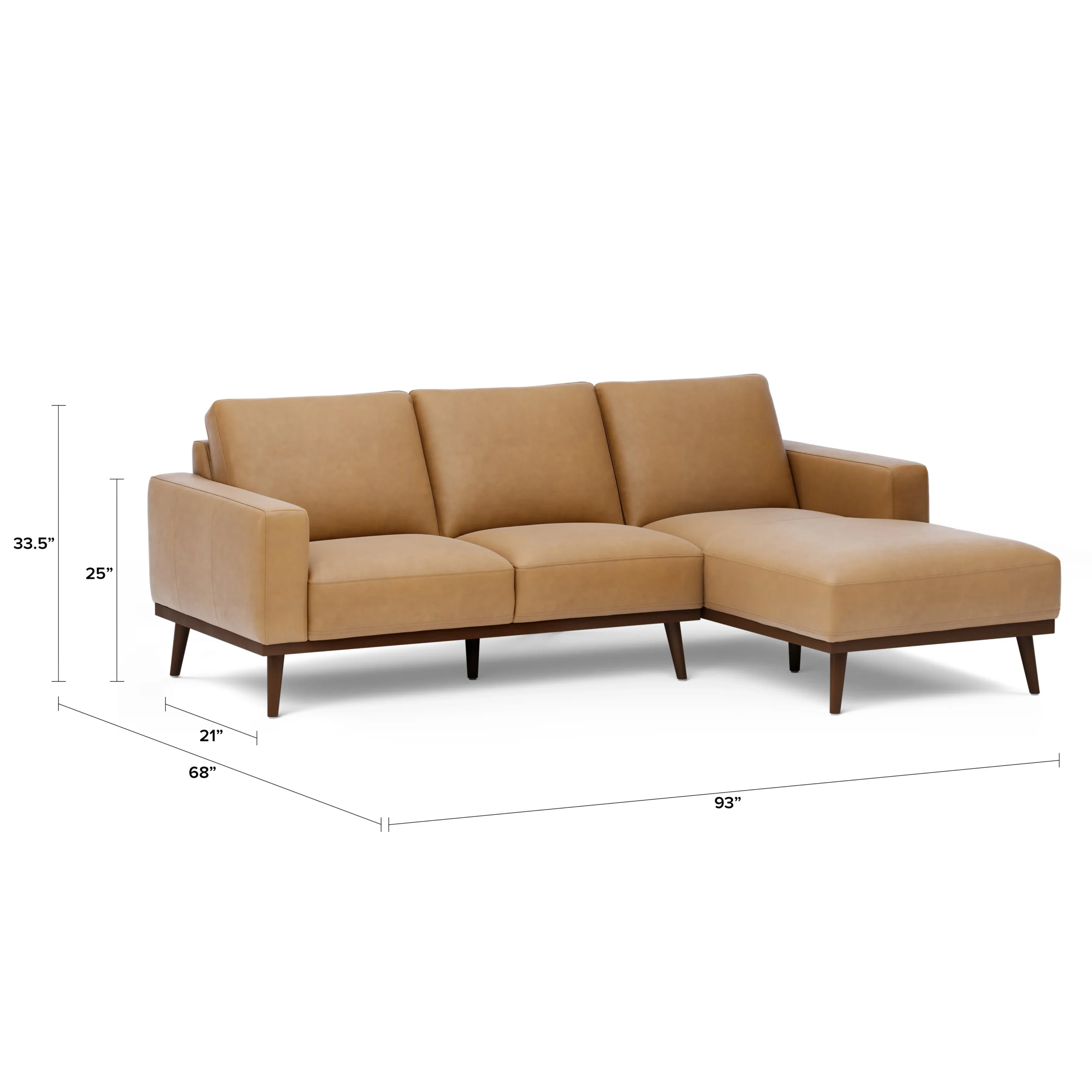 Rhett 93_ Leather Right Chaise Sectional - Charme Tan - Image 12