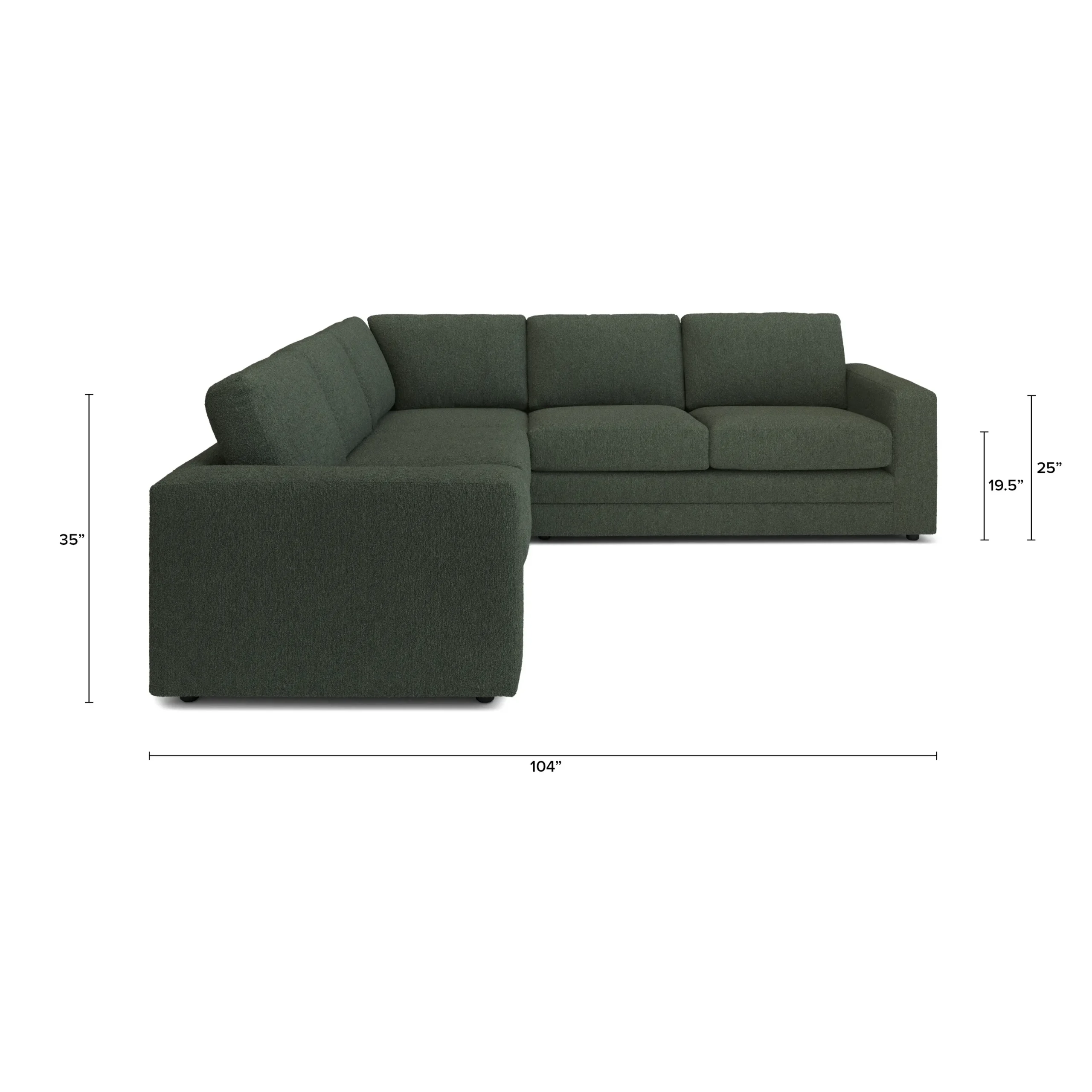 Riley 104_ Corner Sectional - Green Wool Bouclé - Image 12