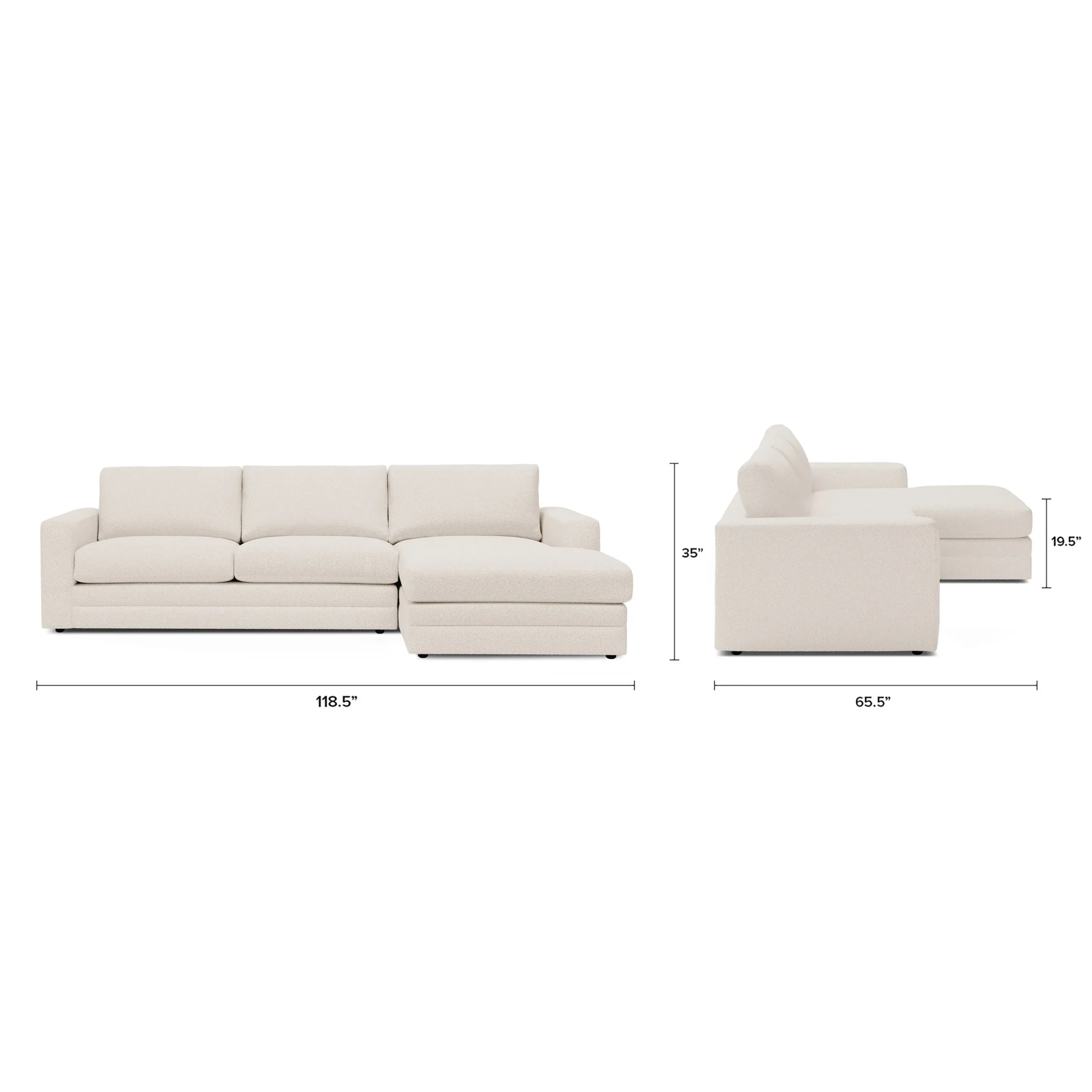 Riley 118.5_ Right Sectional - Ivory Wool Bouclé - Image 12
