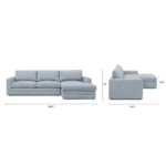 Riley 118.5_ Right Sectional - Silver Light Blue