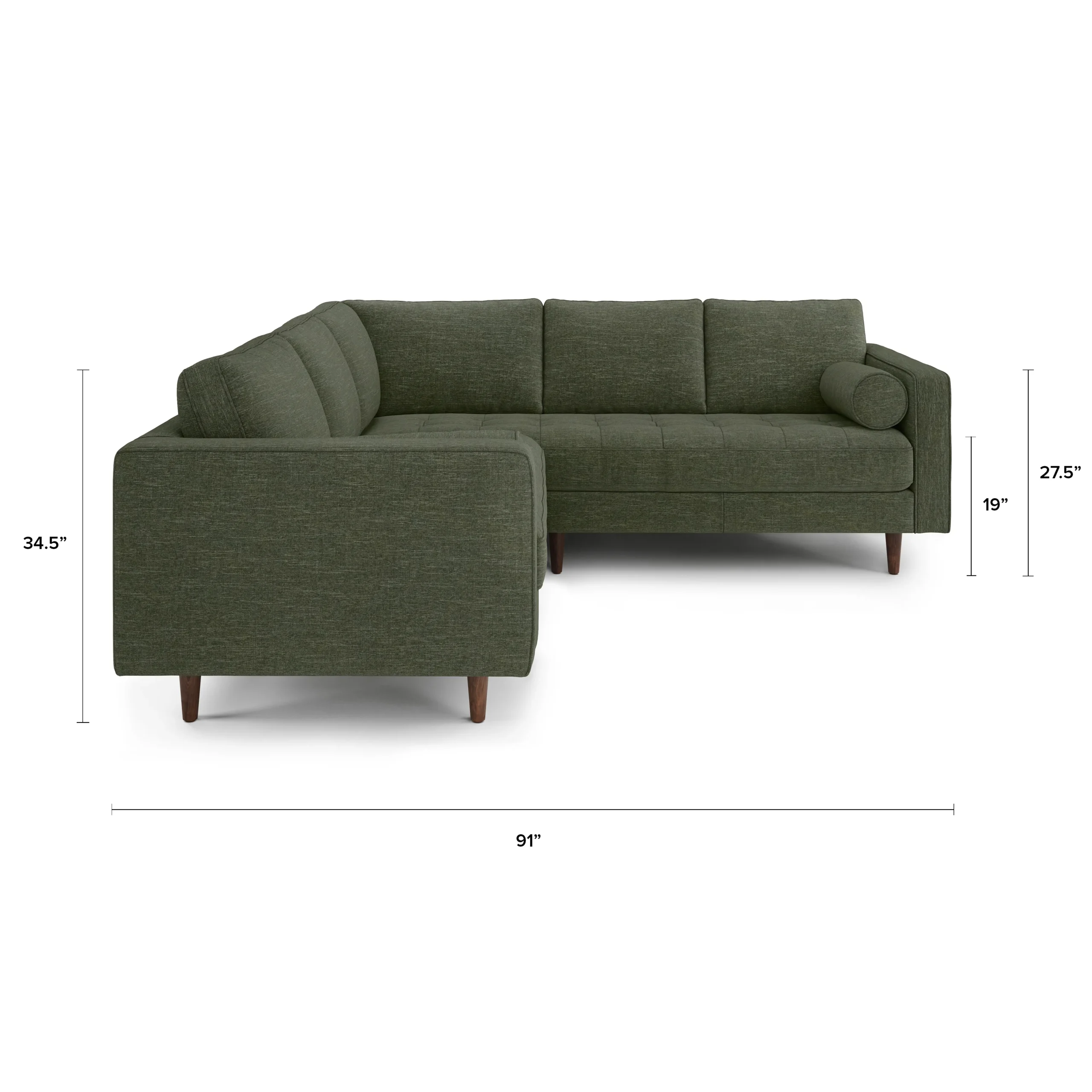 Sven 91_ Tufted Corner Sectional - Fir Green - Image 12