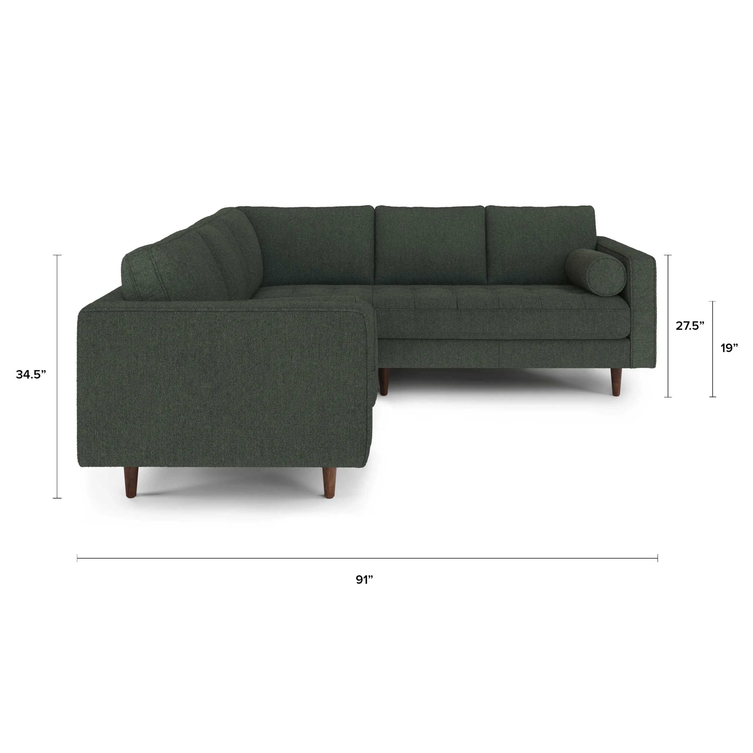 Sven 91_ Tufted Corner Sectional - Green Wool Bouclé - Image 12