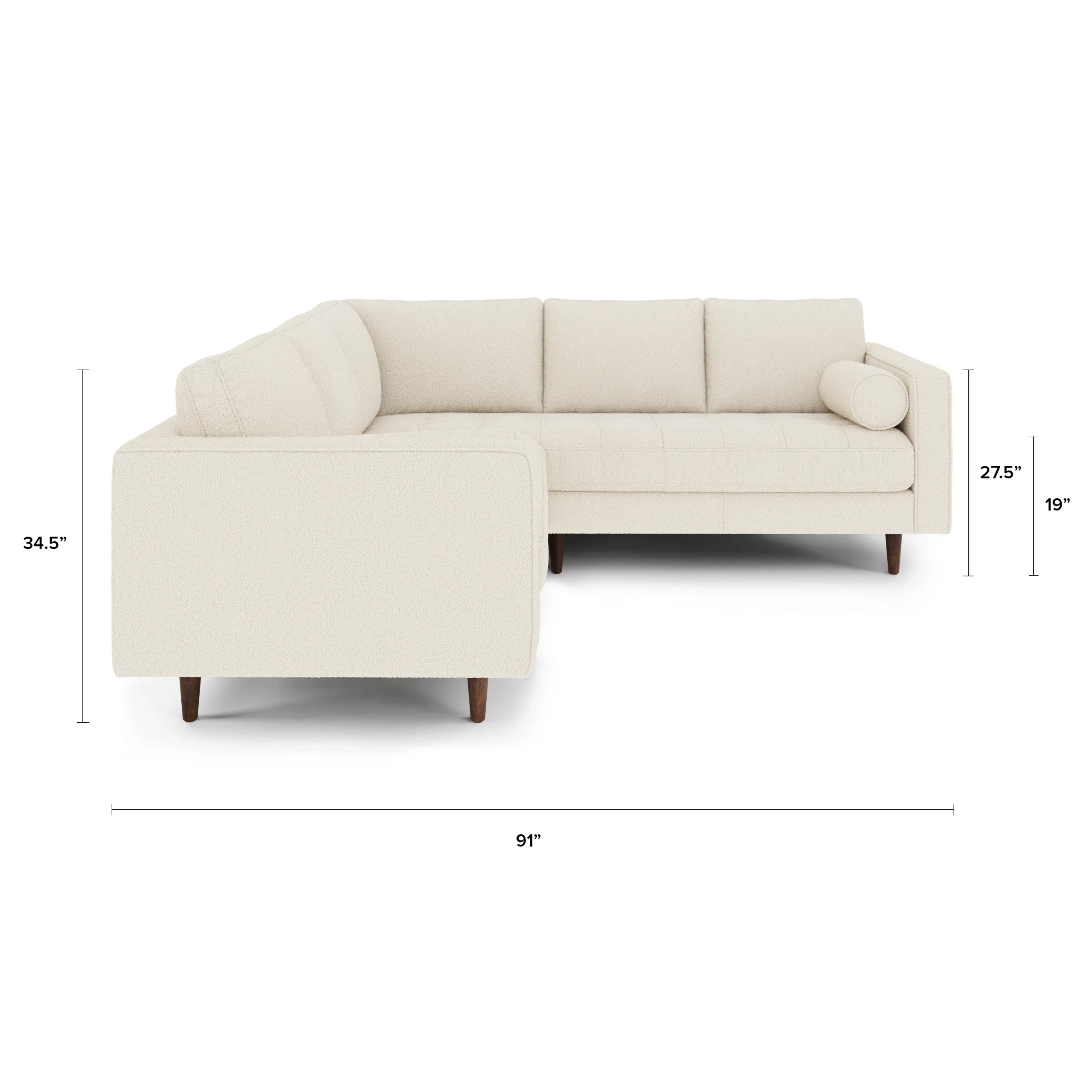 Sven 91_ Tufted Corner Sectional - Ivory Wool Bouclé - Image 12