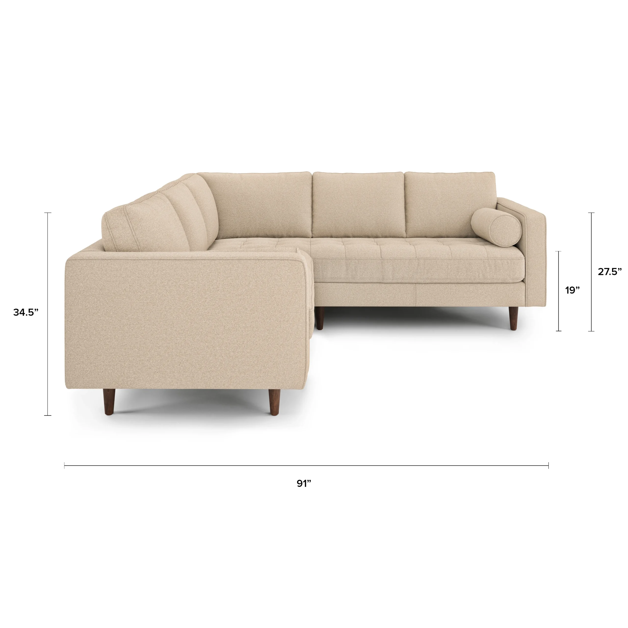 Sven 91_ Tufted Corner Sectional - Ratine Buff - Image 12