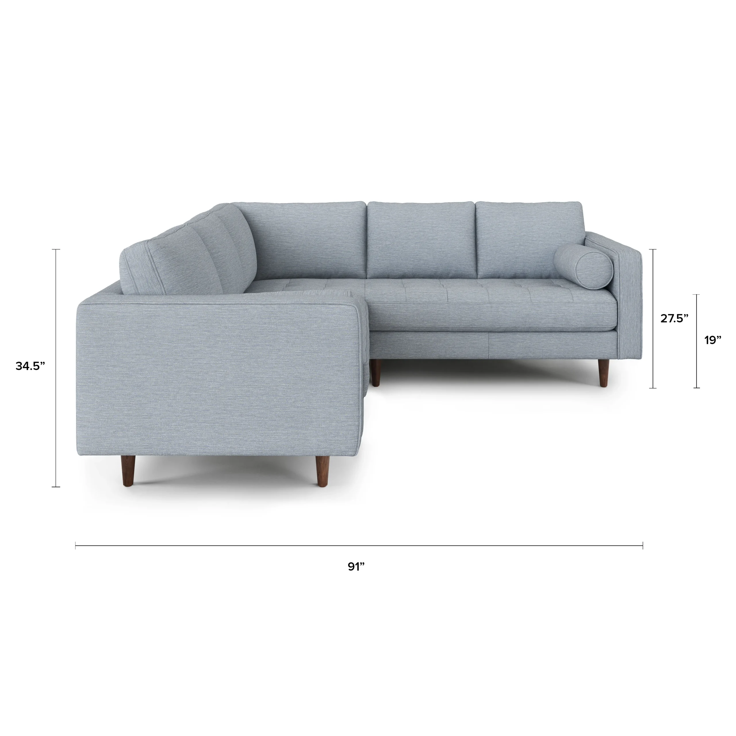 Sven 91_ Tufted Corner Sectional - Silver Light Blue - Image 12