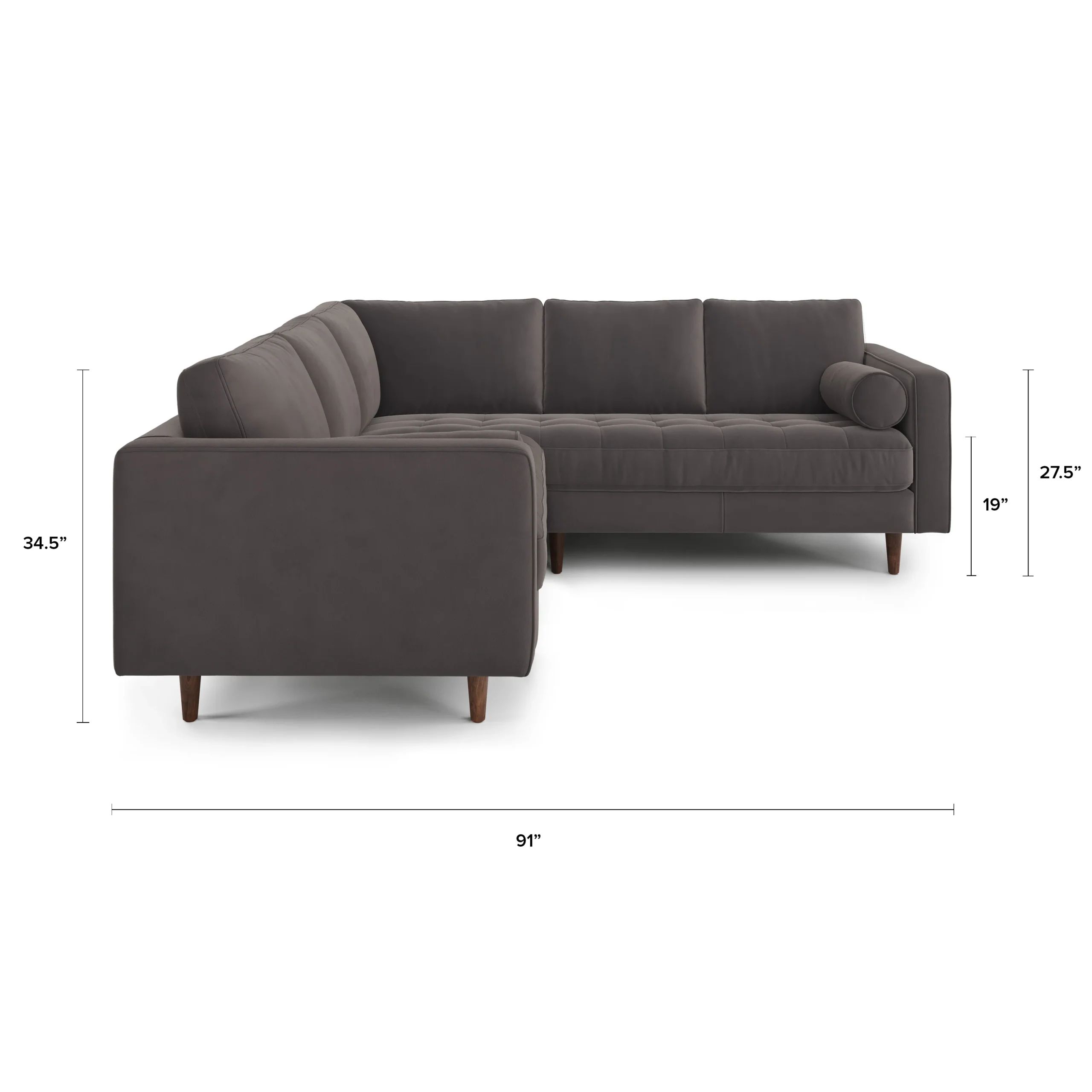 Sven 91_ Tufted Velvet Corner Sectional - Hale Warm Gray - Image 12