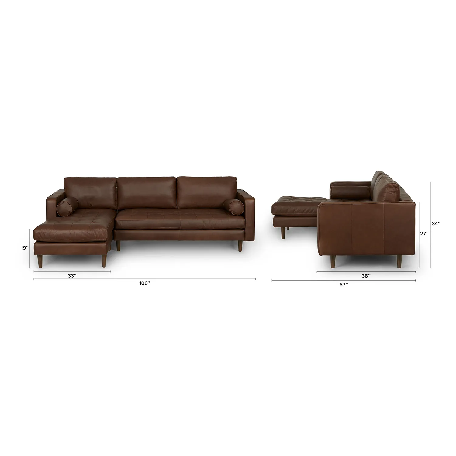 Sven 100_ Tufted Leather Left Sectional - Charme Chocolat - Image 12