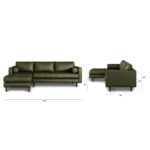 Sven 100_ Tufted Leather Left Sectional - Charme Green