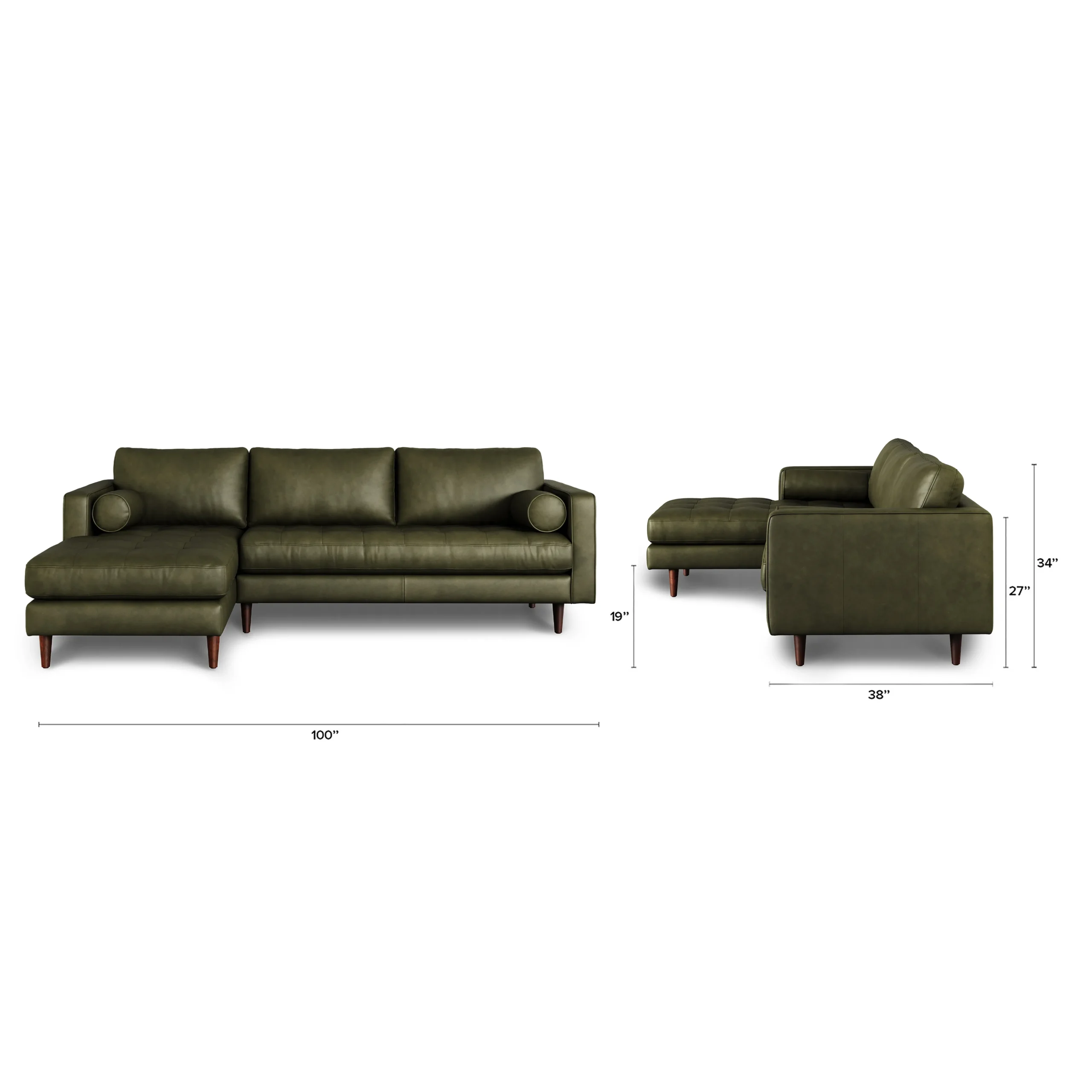Sven 100_ Tufted Leather Left Sectional - Charme Green - Image 12