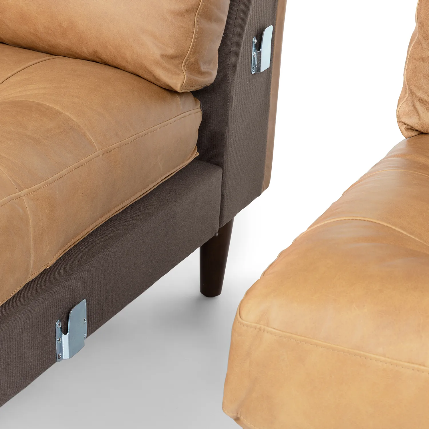 Sven 100_ Tufted Leather Left Sectional - Charme Tan - Image 12