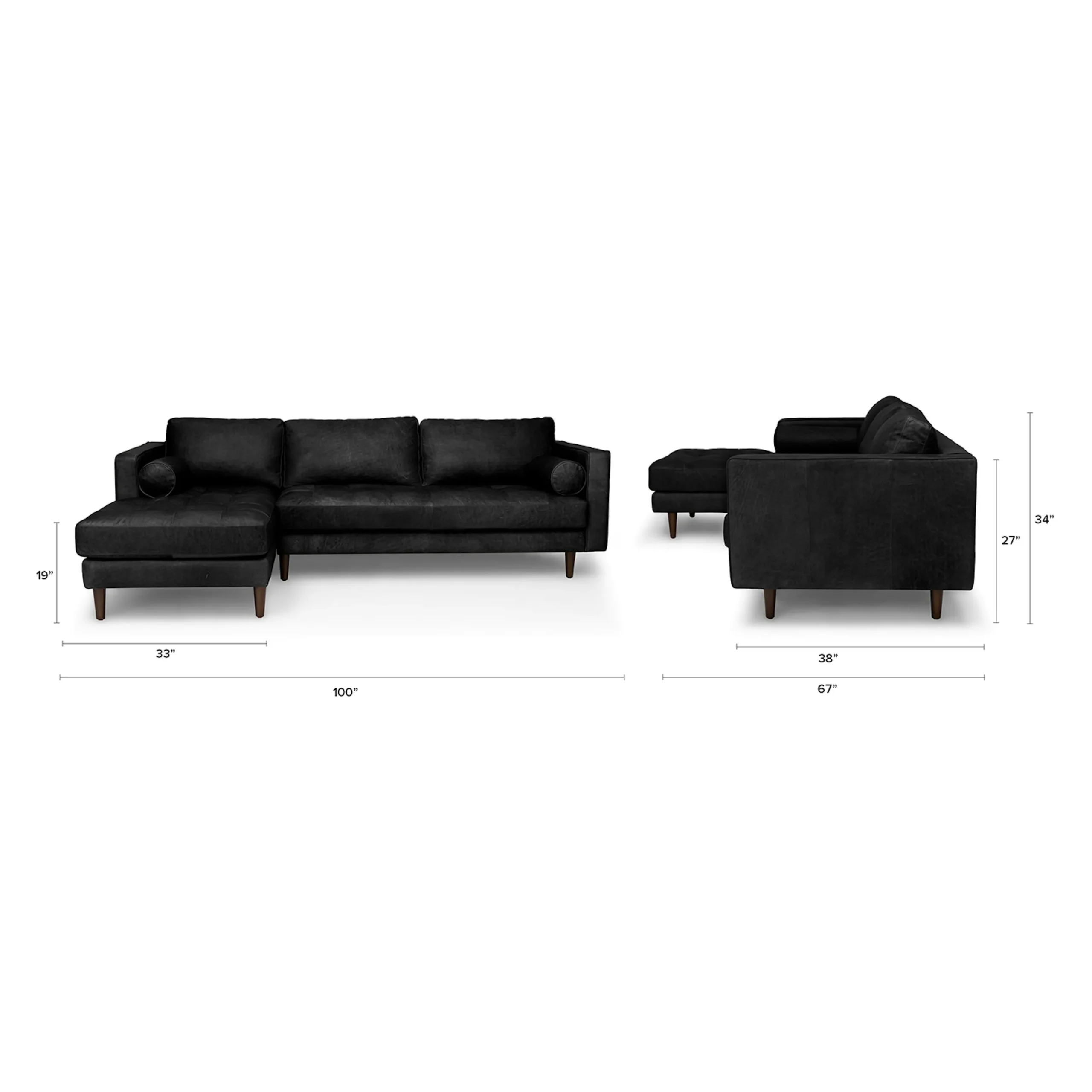 Sven 100_ Tufted Leather Left Sectional - Oxford Black - Image 12