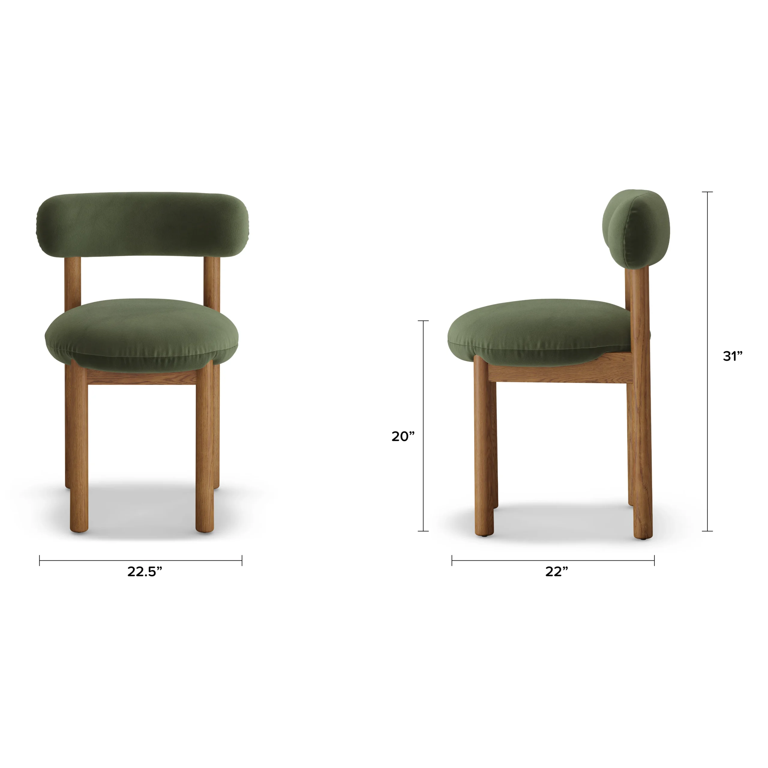 Munk Velvet Dining Chair - Smoked Oak and Hale Fir Green - Image 12