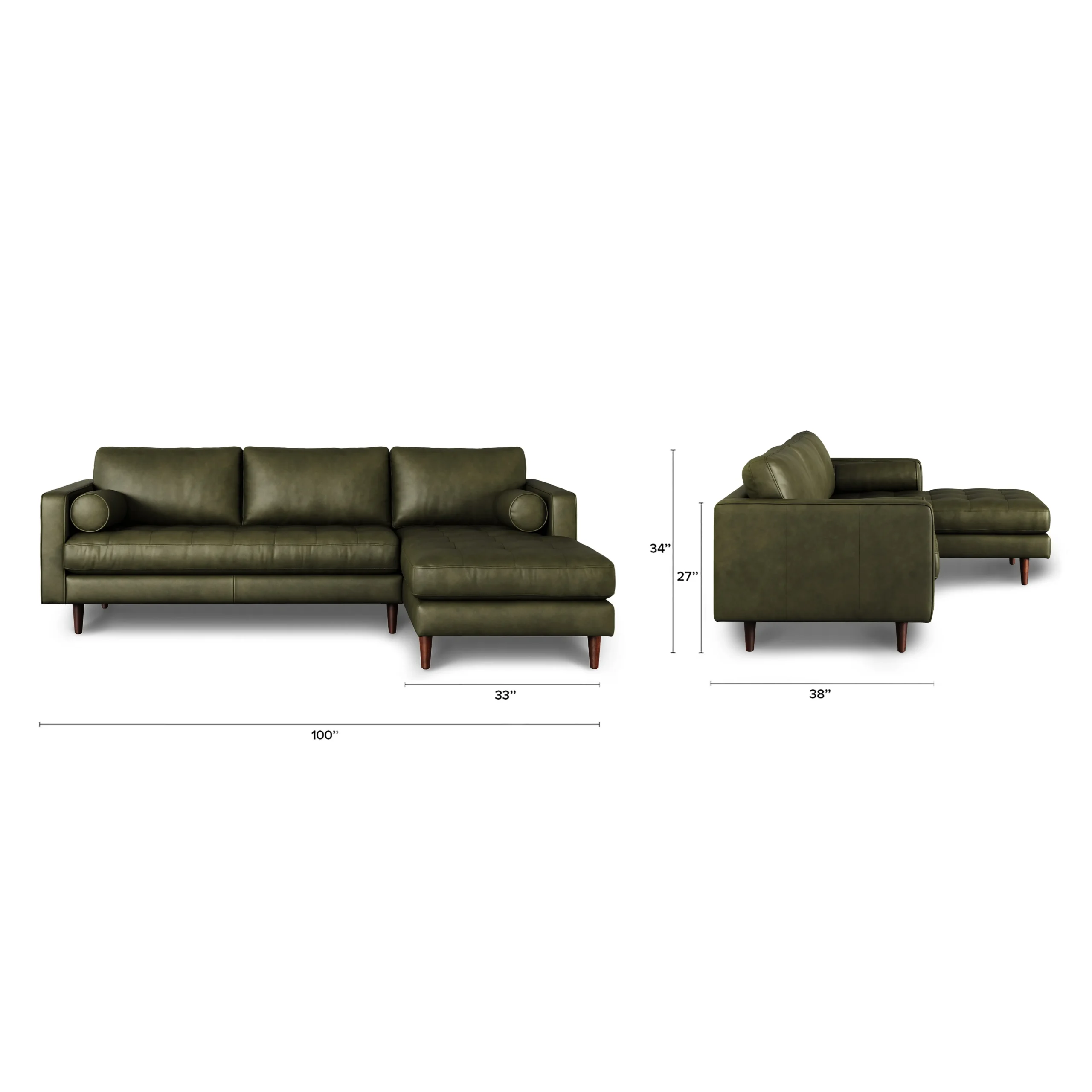 Sven 100_ Tufted Leather Right Sectional - Charme Green - Image 12