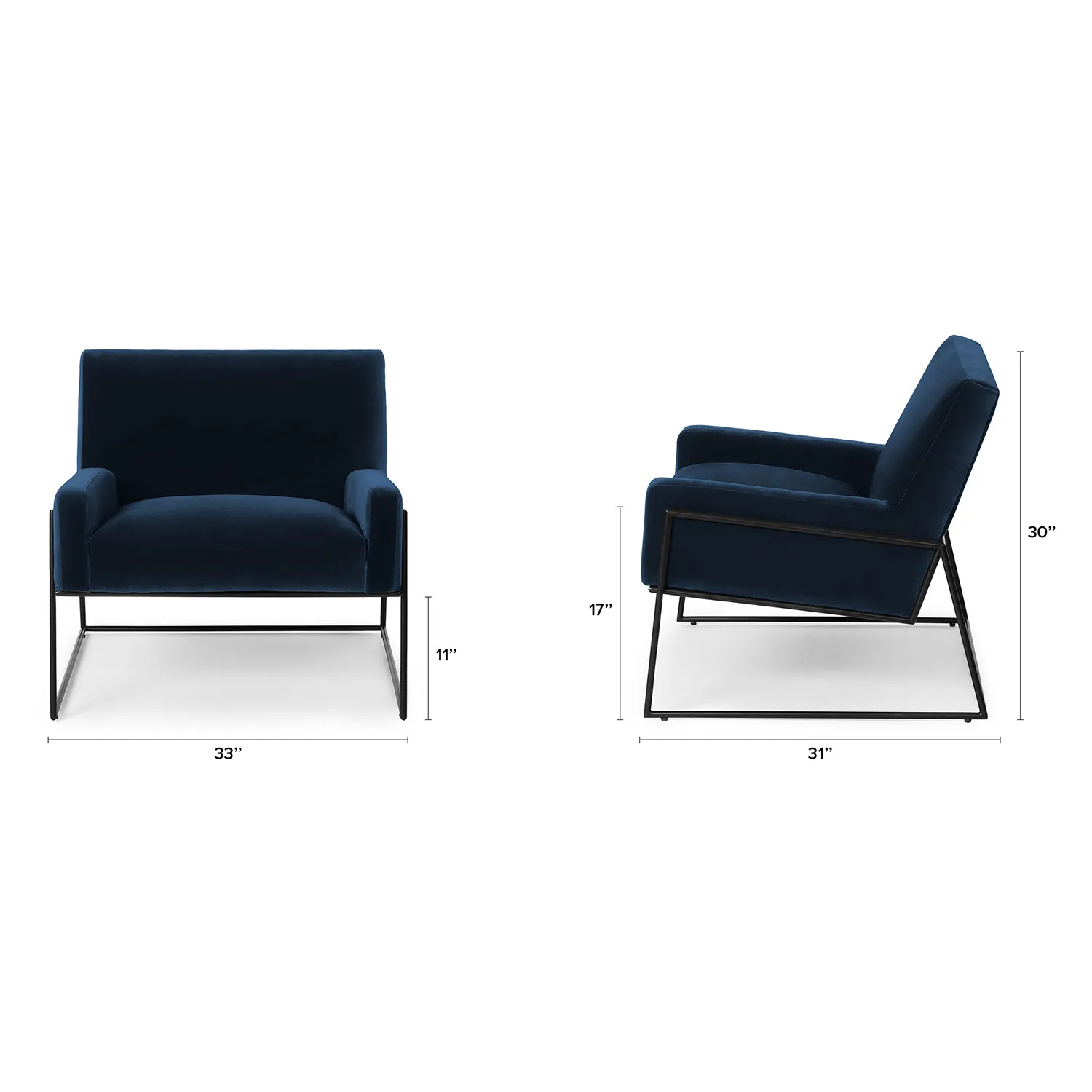 Regis 33_ Velvet Lounge Chair - Cascadia Blue - Image 2