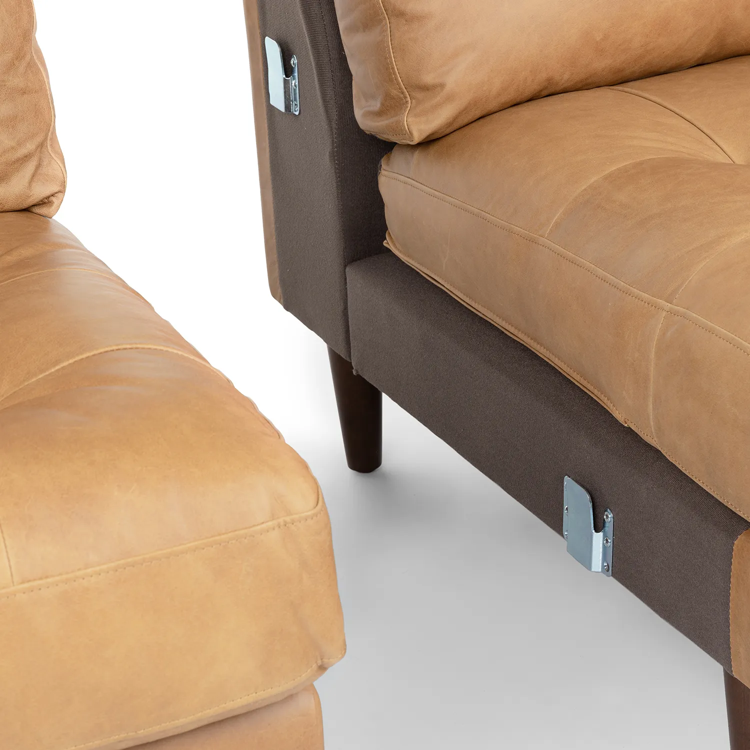 Sven 100_ Tufted Leather Right Sectional - Charme Tan - Image 12