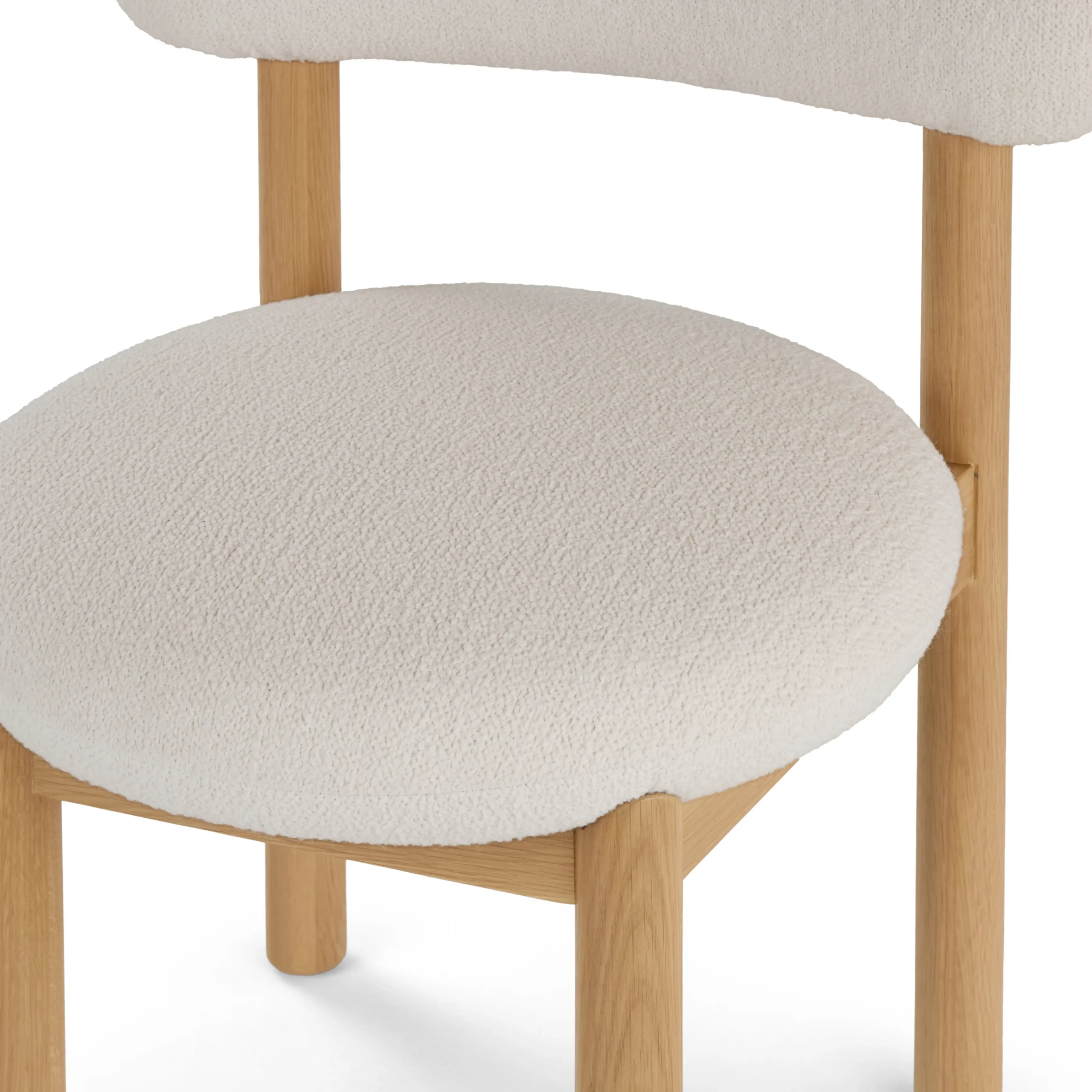 Munk Dining Chair - White Oak and Ivory Wool Bouclé - Image 12