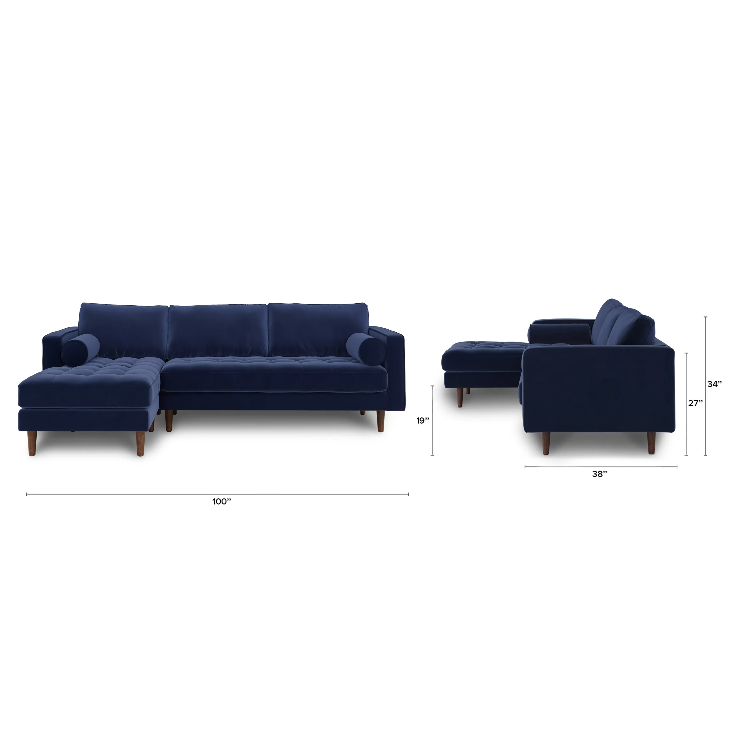 Sven 100_ Tufted Velvet Left Sectional - Plush Cascadia Blue - Image 12