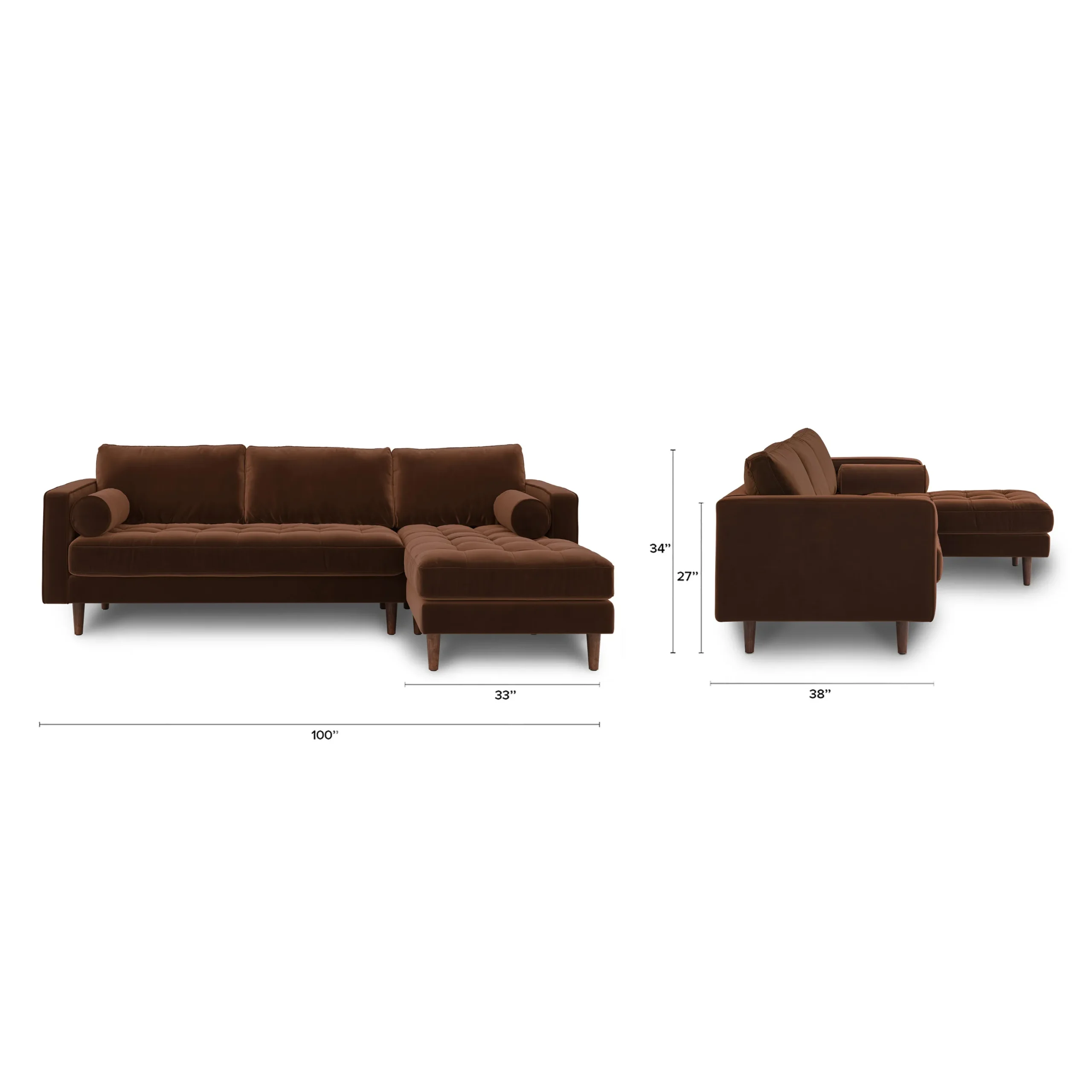 Sven 100_ Tufted Velvet Right Sectional - Plush Pacific Brown - Image 12