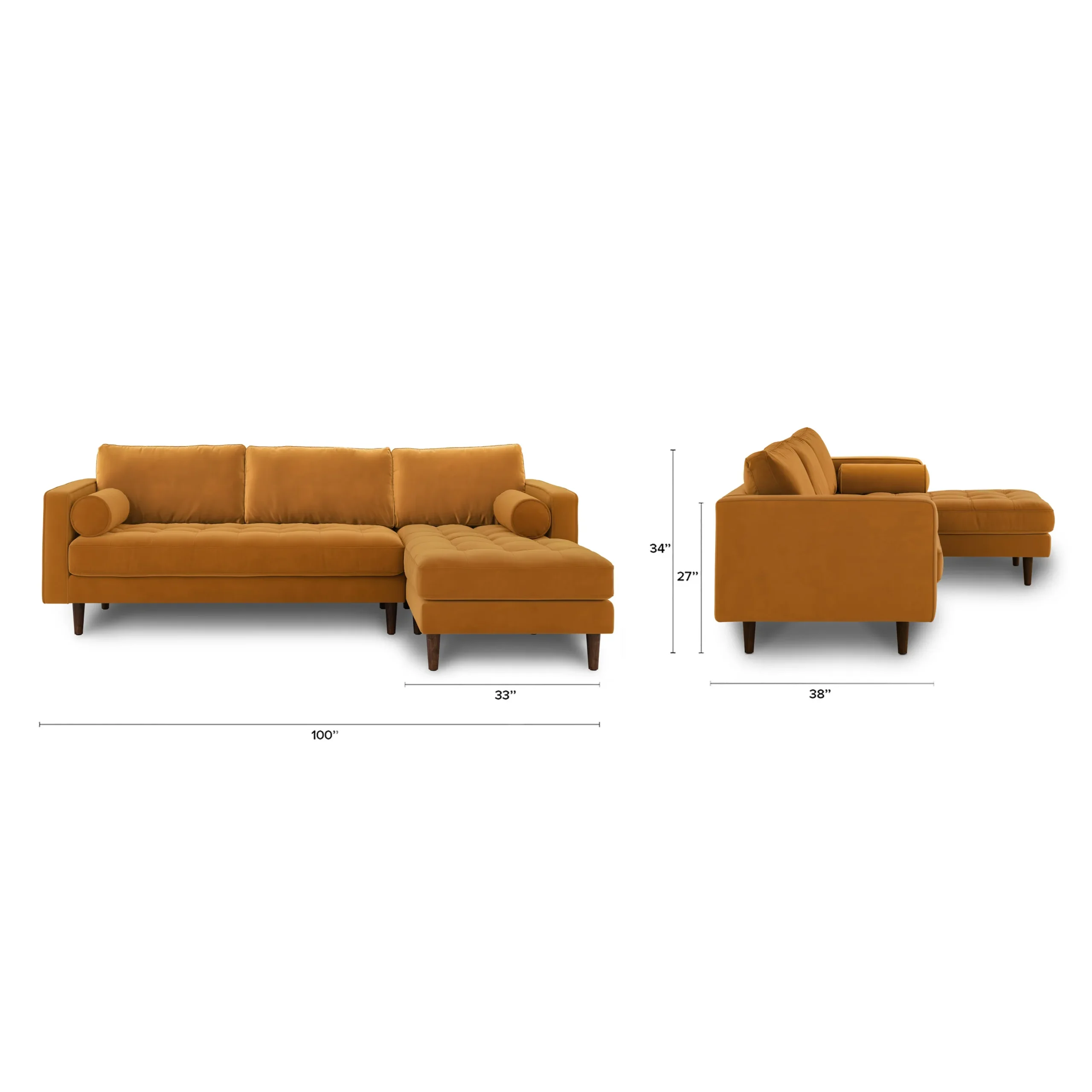Sven 100_ Tufted Velvet Right Sectional - Plush Pacific Ginger - Image 12