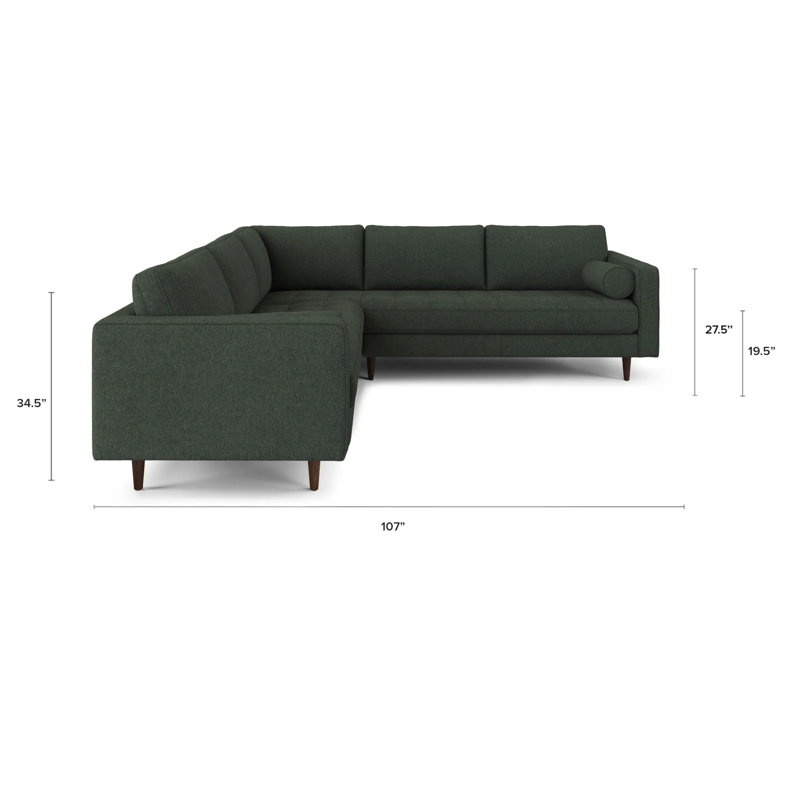 Sven 107_ Tufted Corner Sectional - Green Wool Bouclé - Image 12