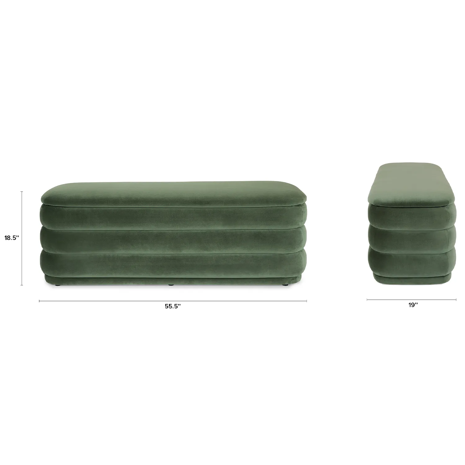 Rolph 55.5_ Velvet Storage Bench - Plush Pacific Green - Image 13