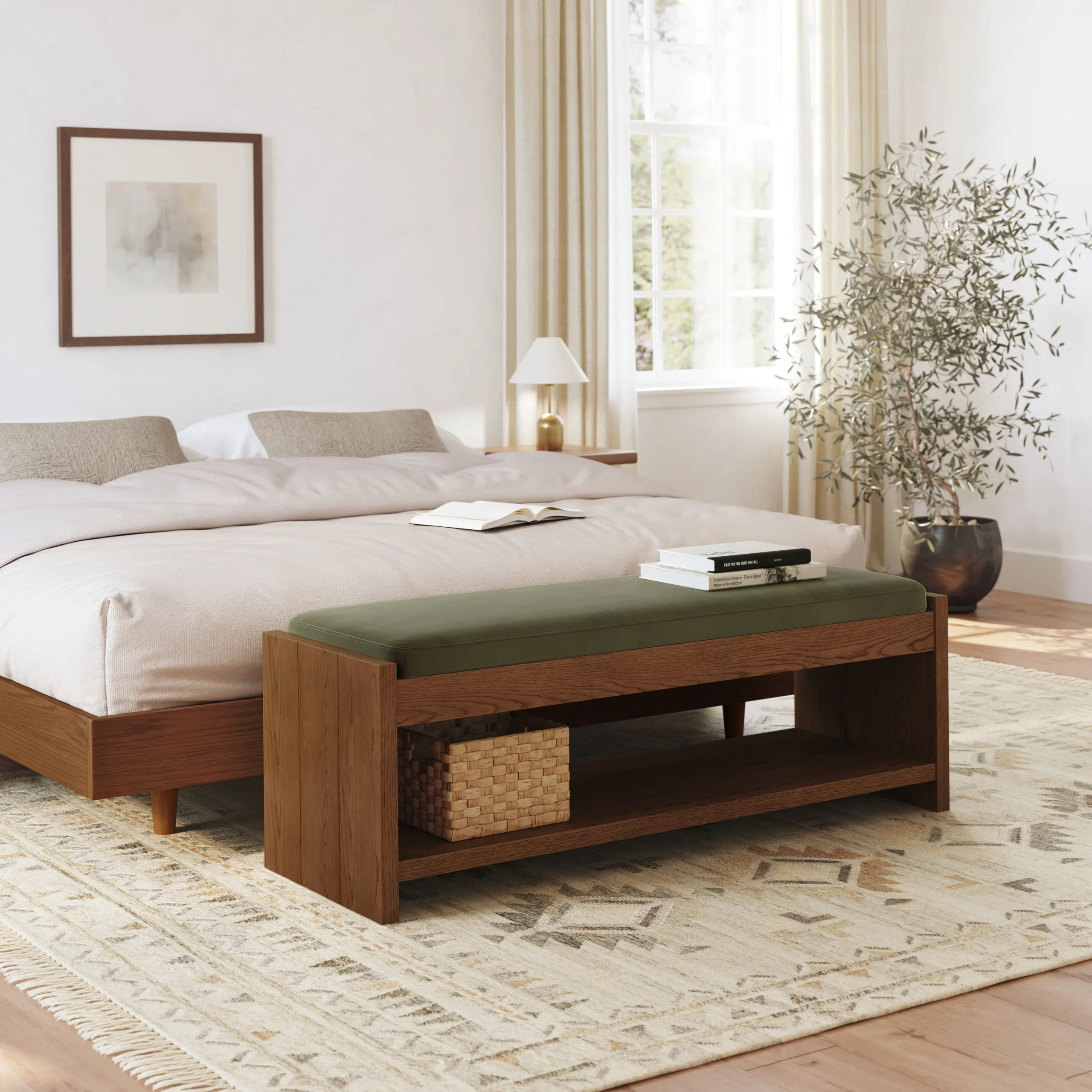 Cassie 56_ Velvet Bench - Smoked Oak and Hale Fir Green - Image 13