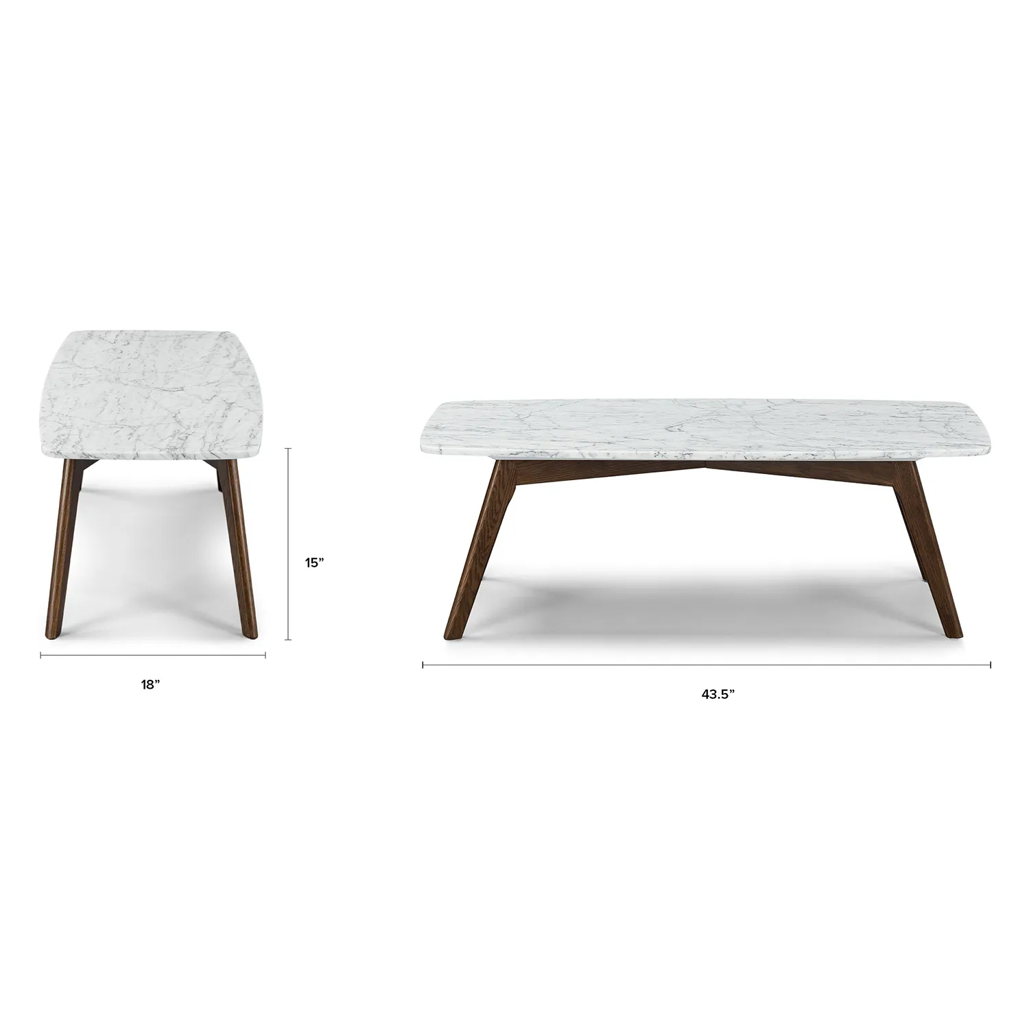 Vena 43.5_ Marble Coffee Table - Walnut - Image 11