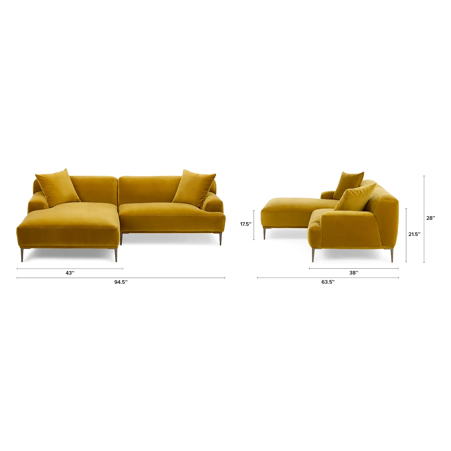 Abisko 94.5_ Velvet Left Sectional - Plush Yarrow Gold - Image 13