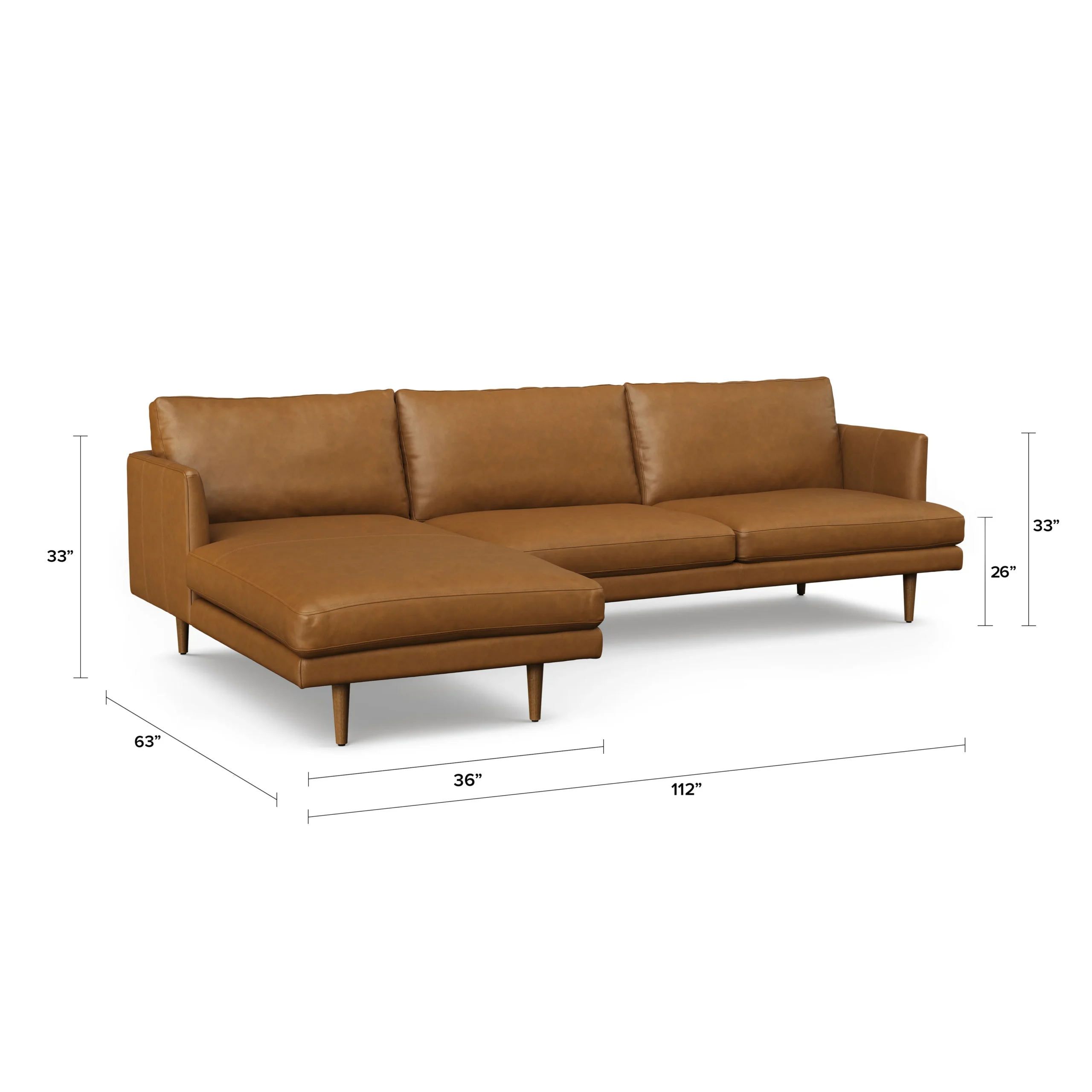 Burrard 112_ Leather Left Sectional - Bella Caramel - Image 13