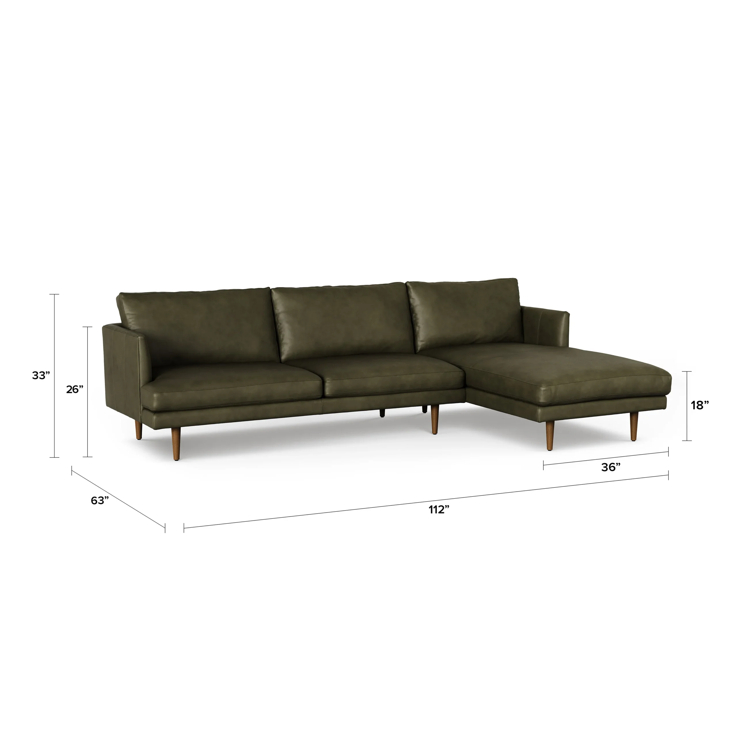Burrard 112_ Leather Right Sectional - Charme Green - Image 13