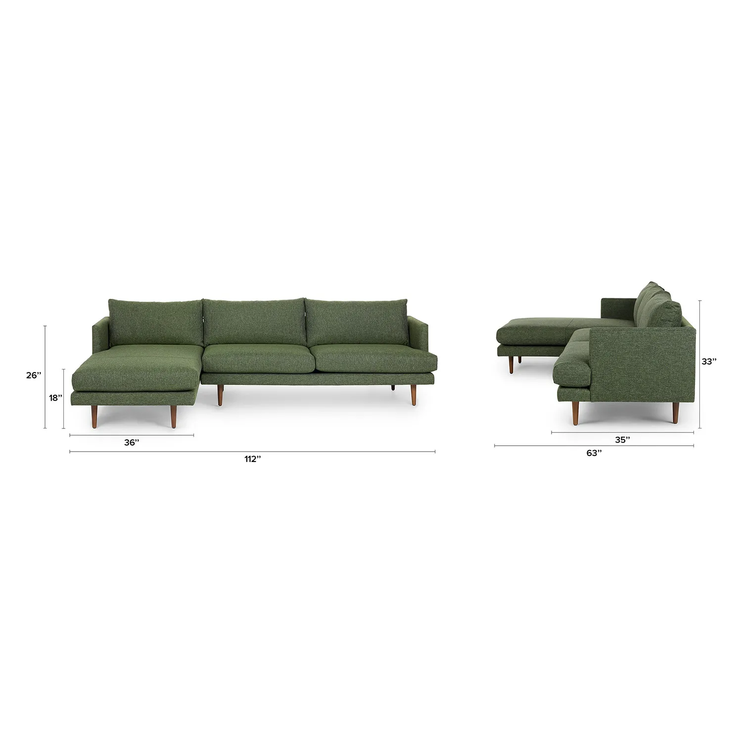 Burrard 112_ Left Sectional - Forest Green - Image 13