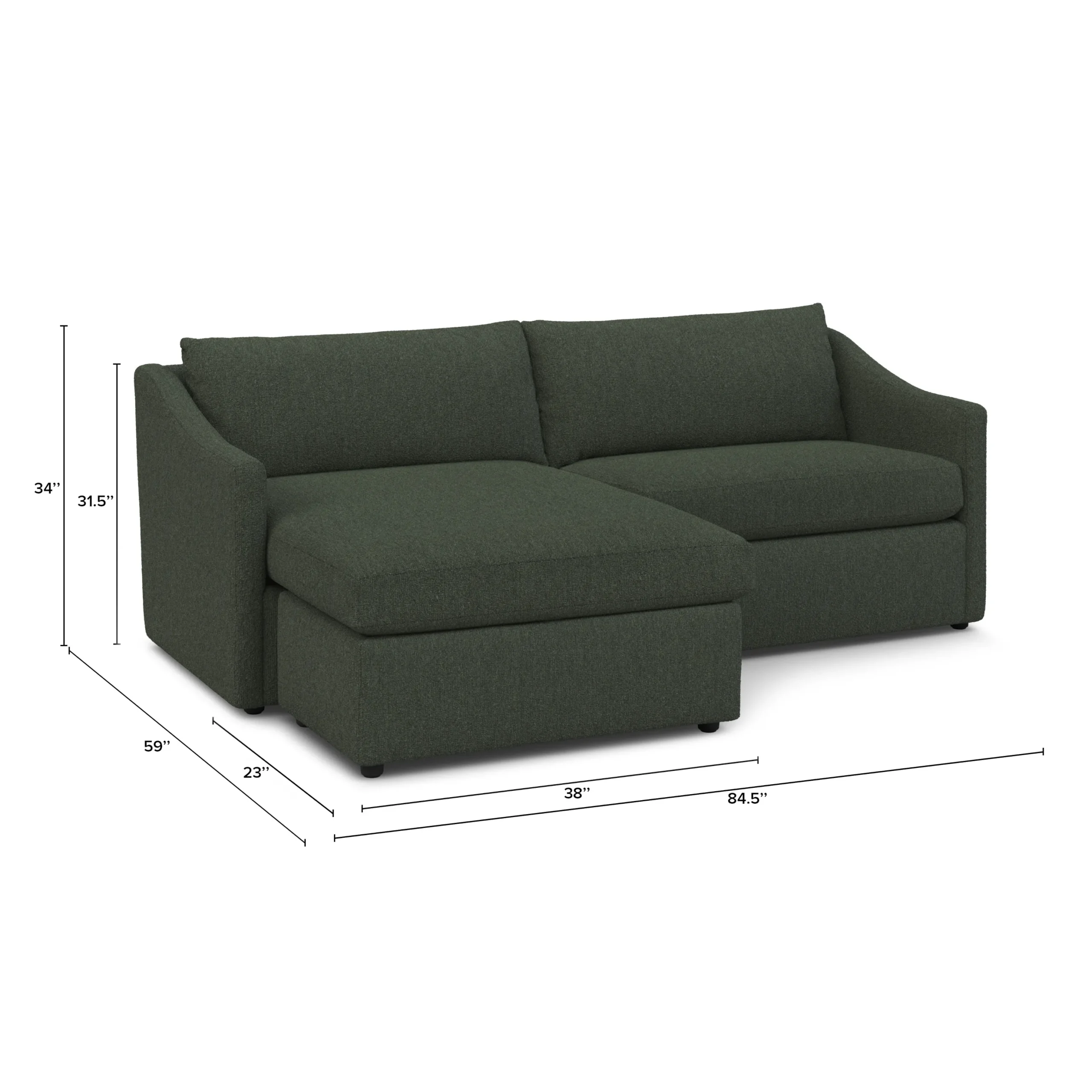 Landry 84.5_ Reversible Storage Sectional - Green Wool Bouclé - Image 13