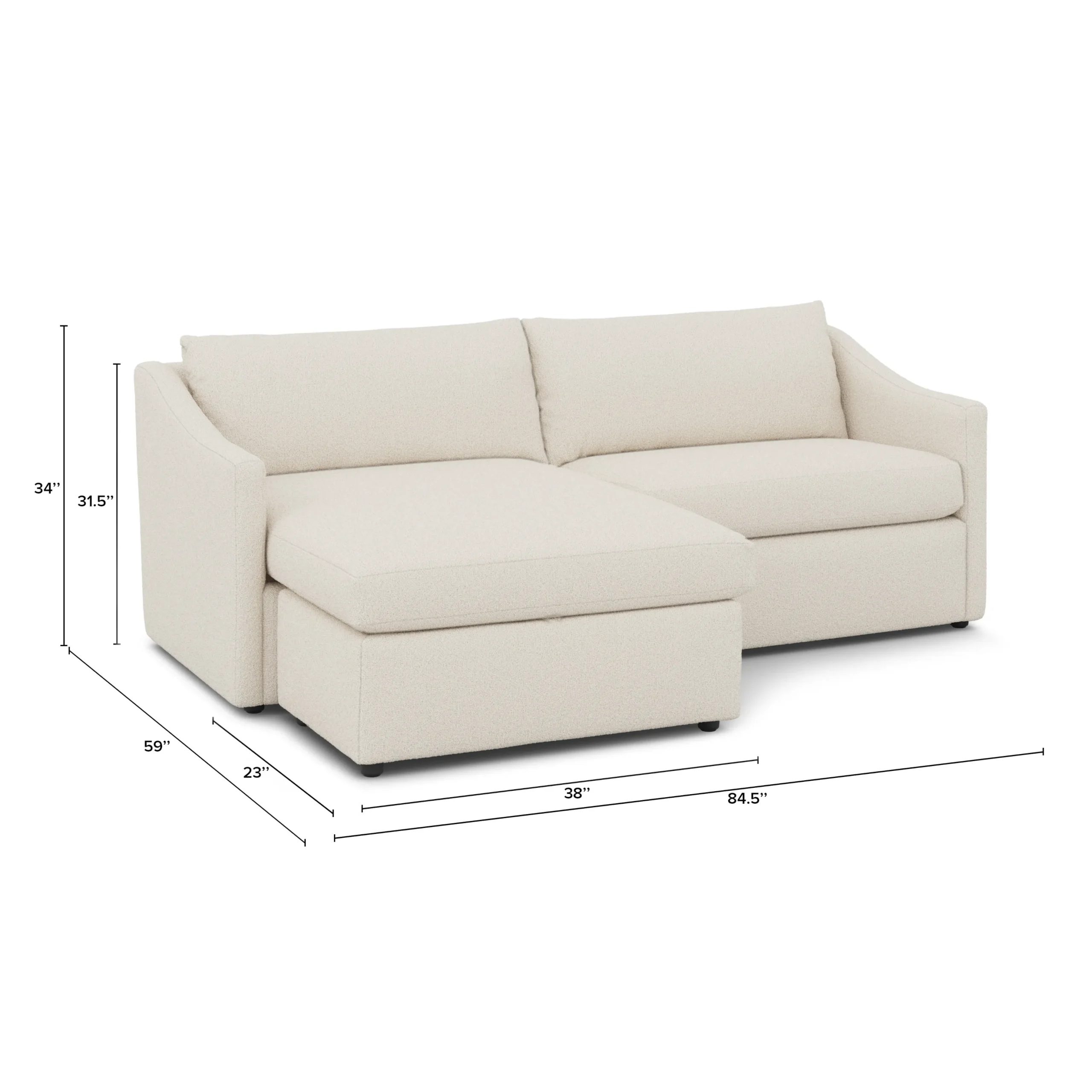 Landry 84.5_ Reversible Storage Sectional - Ivory Wool Bouclé - Image 13